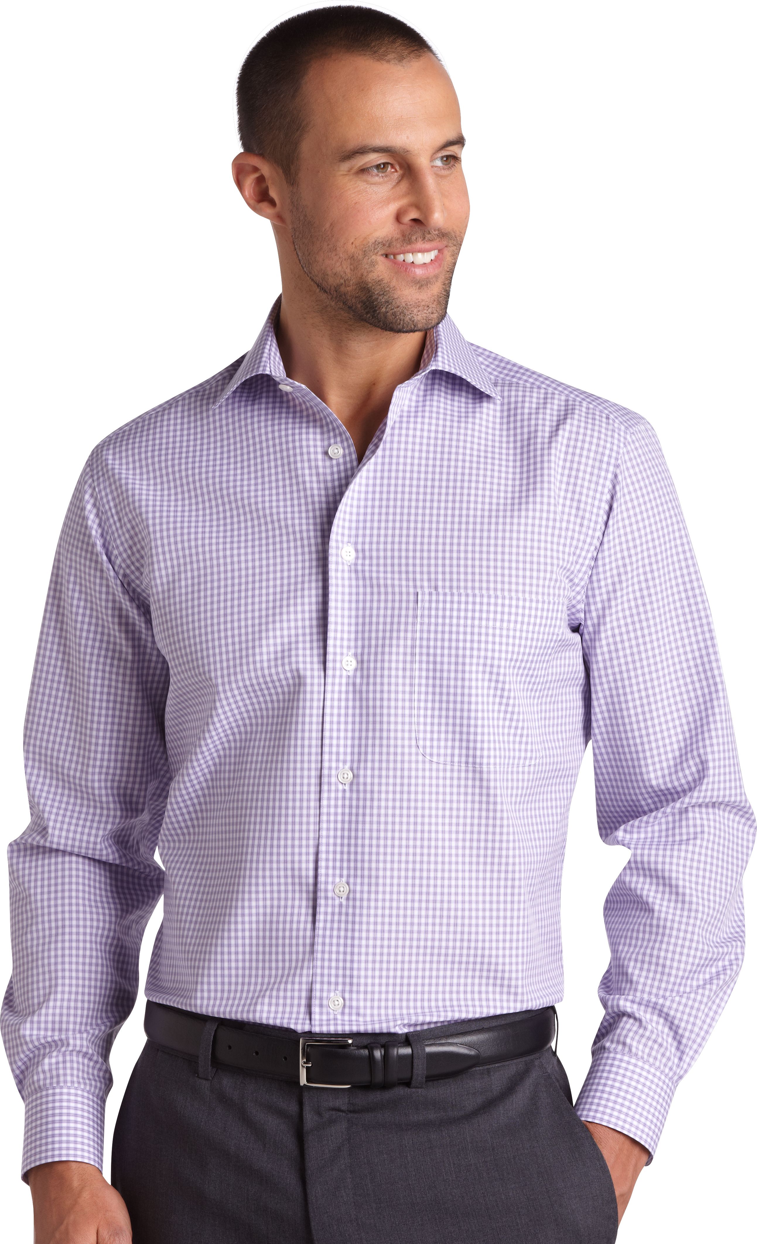 Pronto Uomo Lavender Check Modern Fit Sport Shirt