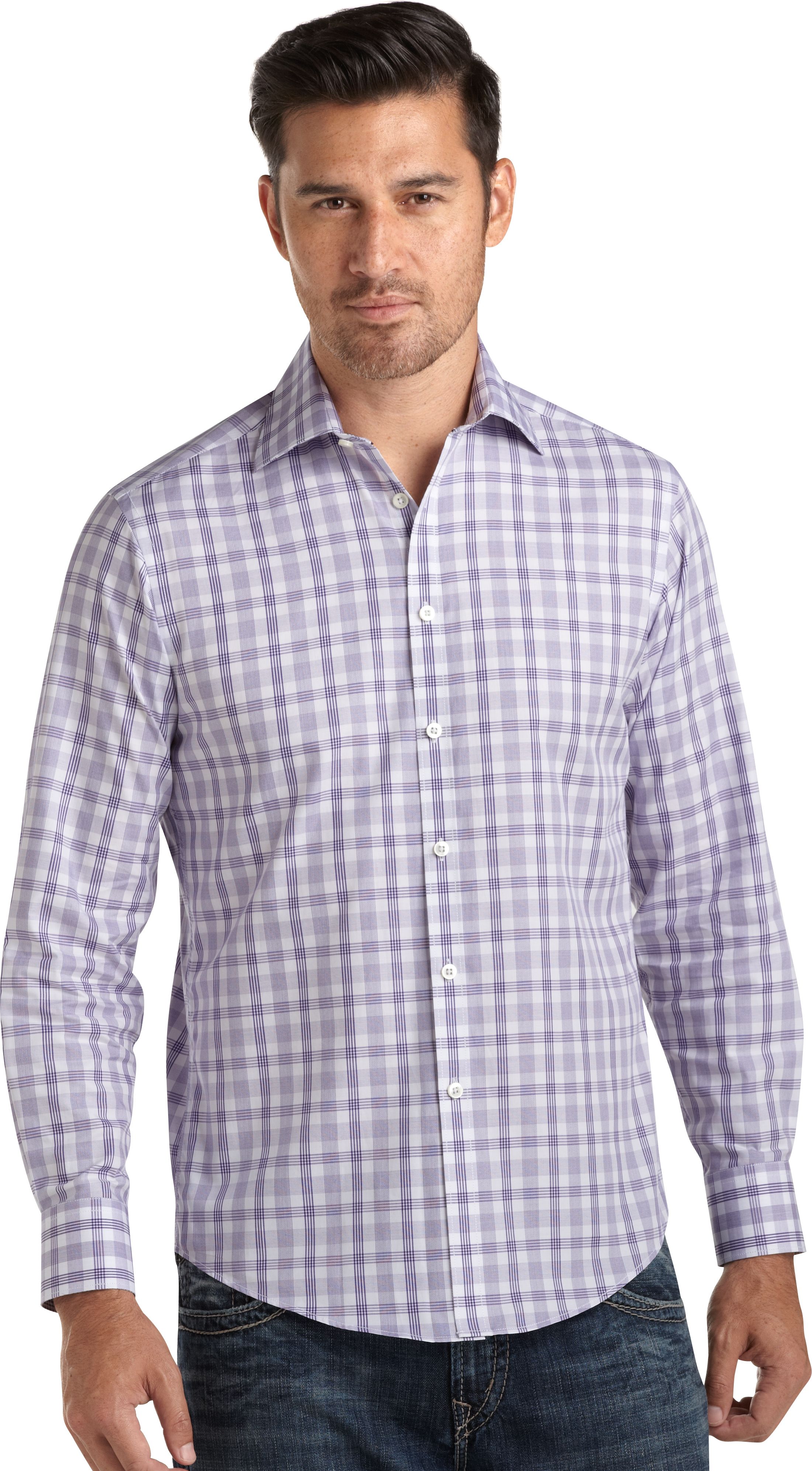 Egara Purple Plaid Sport Shirt