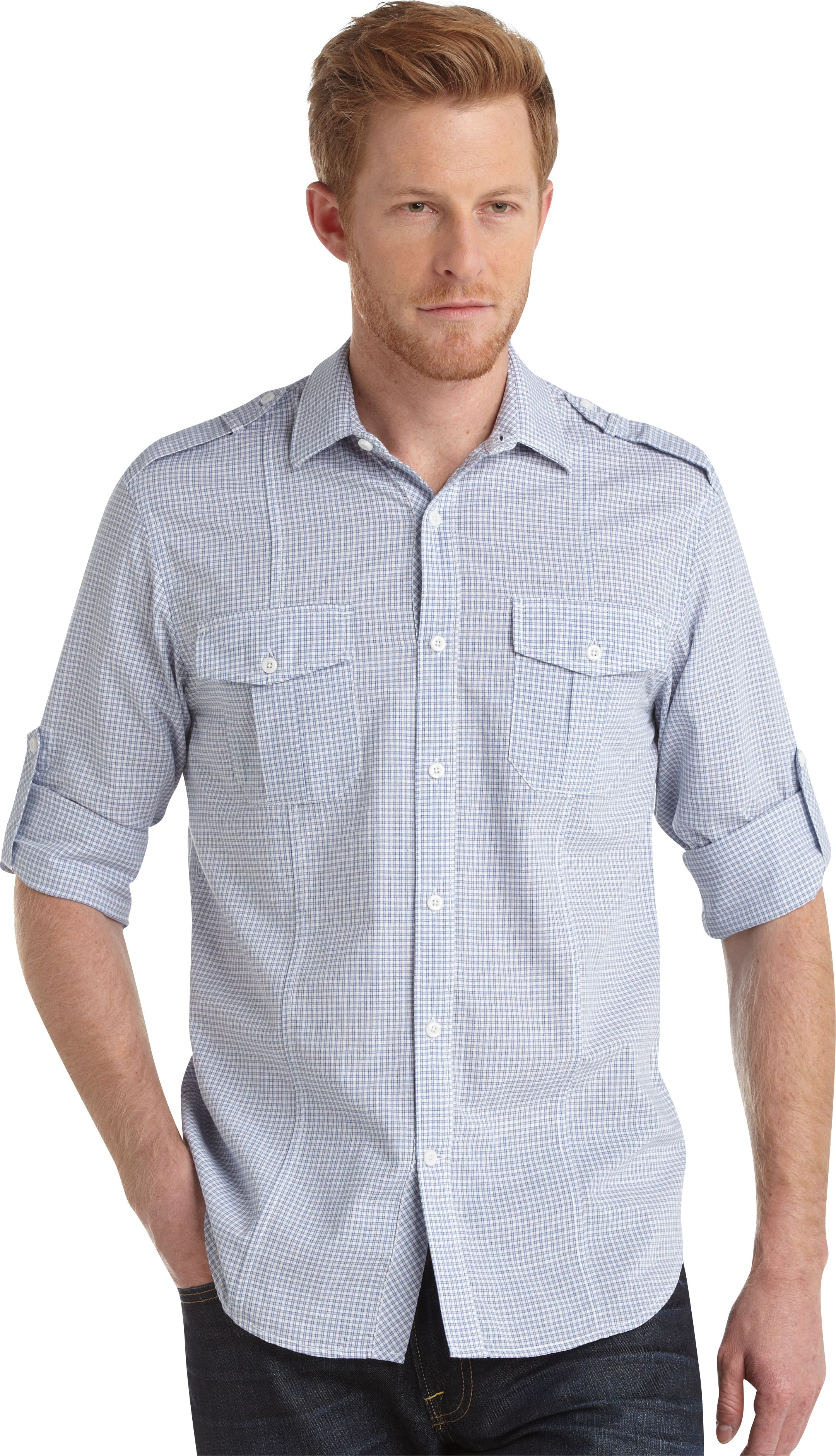 Pronto Blue Check Sport Shirt Blue