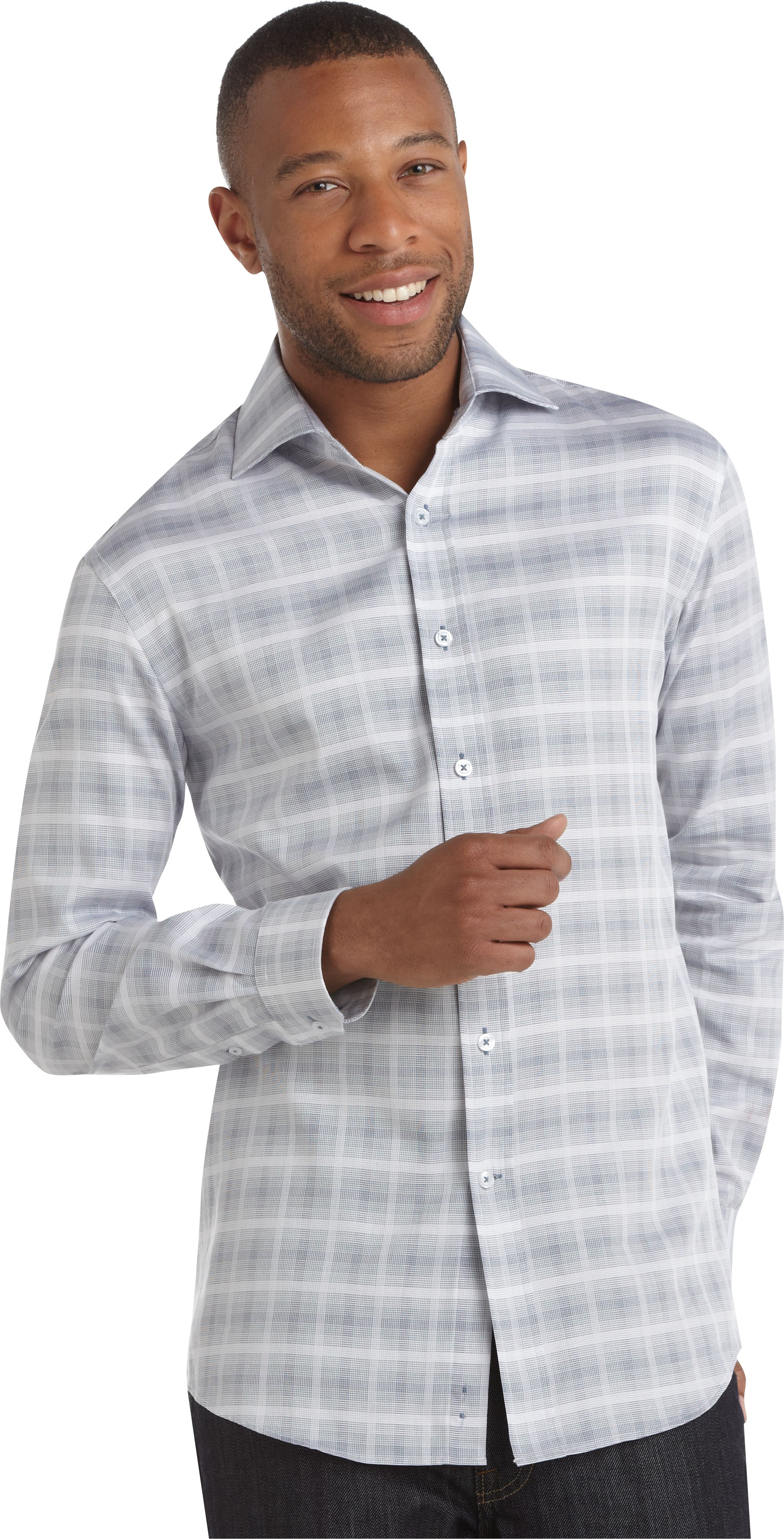 Pronto Uomo Gray Plaid Sport Shirt