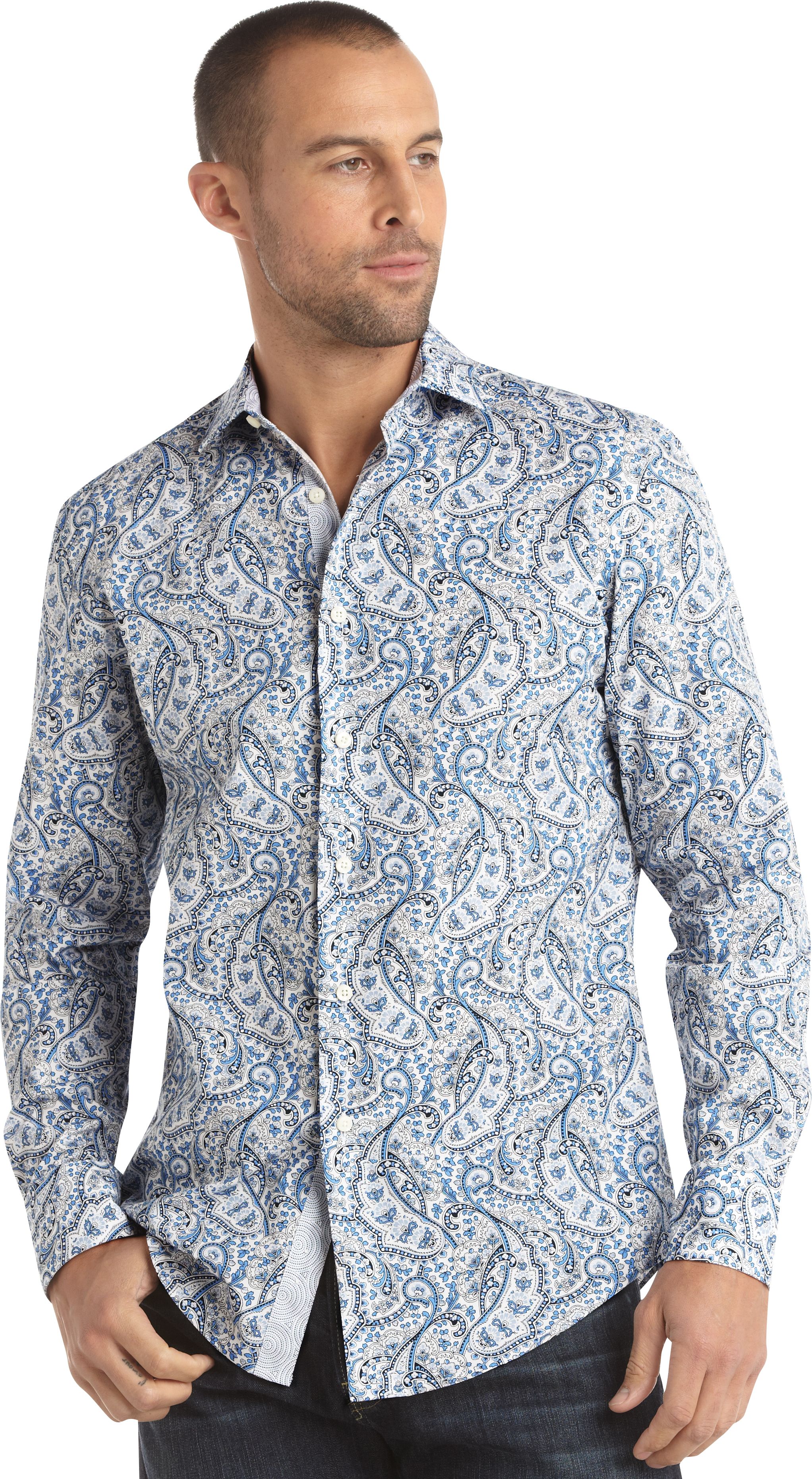 Tallia Blue Paisley Sport Shirt