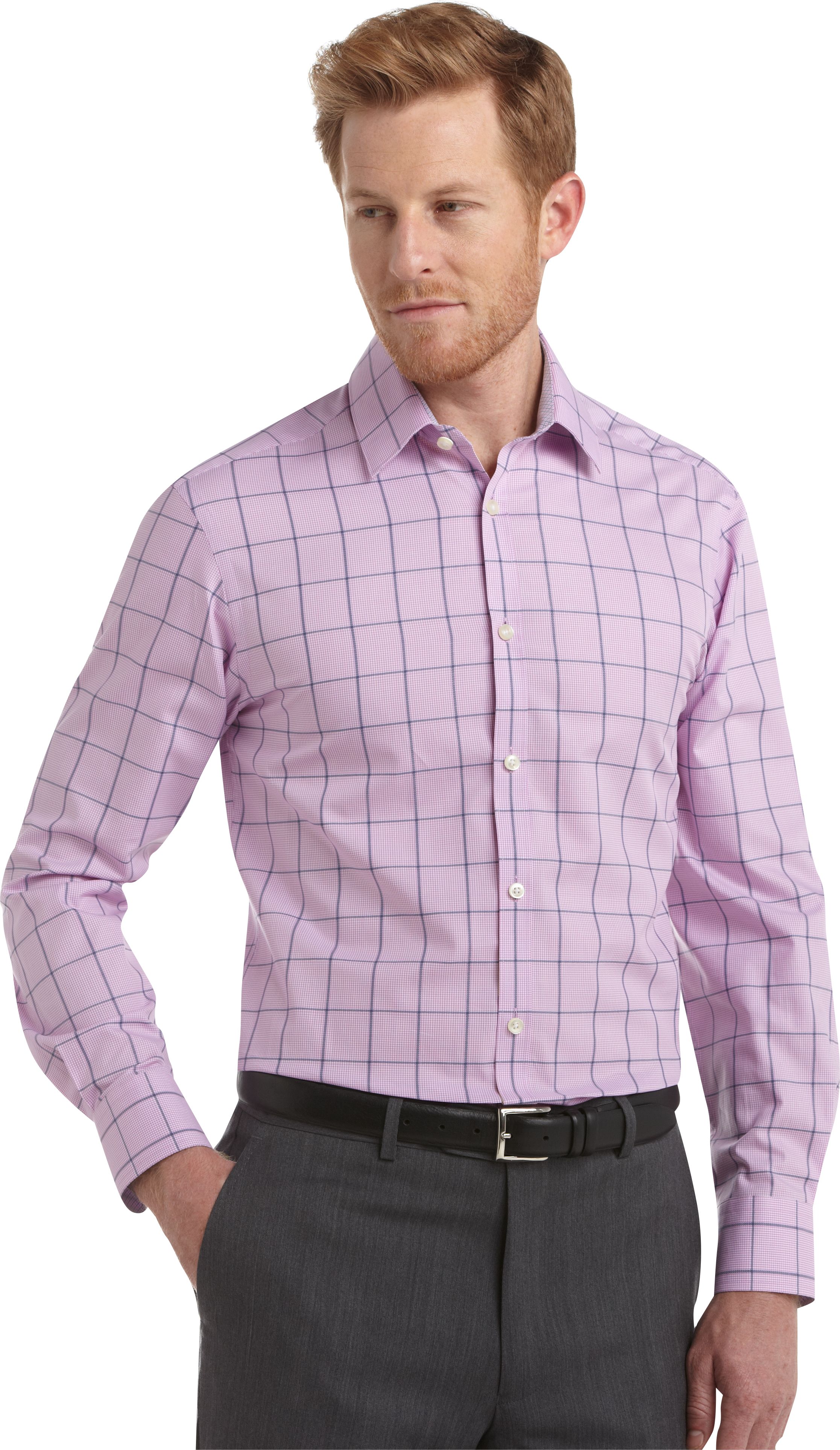 Egara Pink Check Slim Fit Woven Shirt