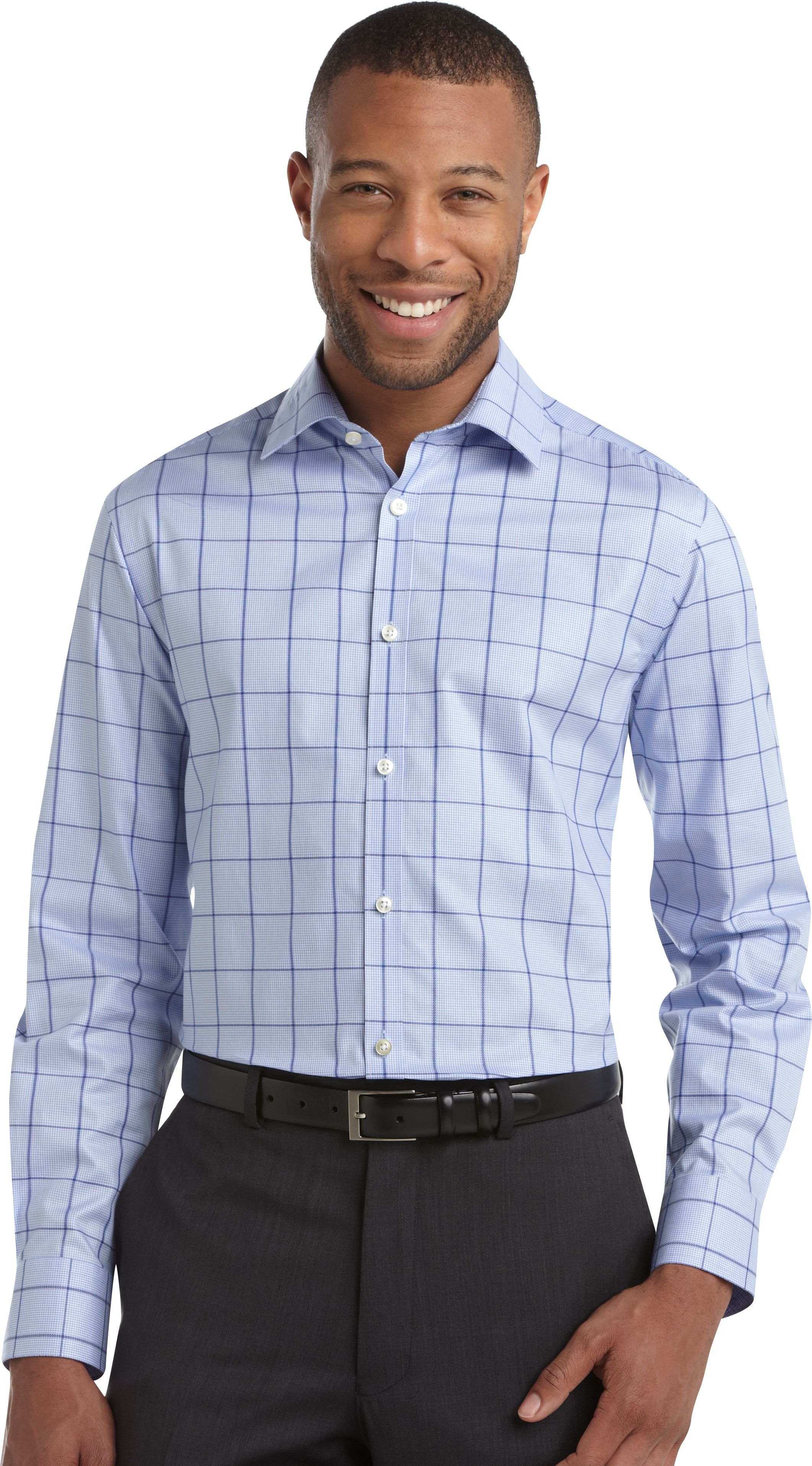 Egara Blue Check Slim Fit Woven Shirt