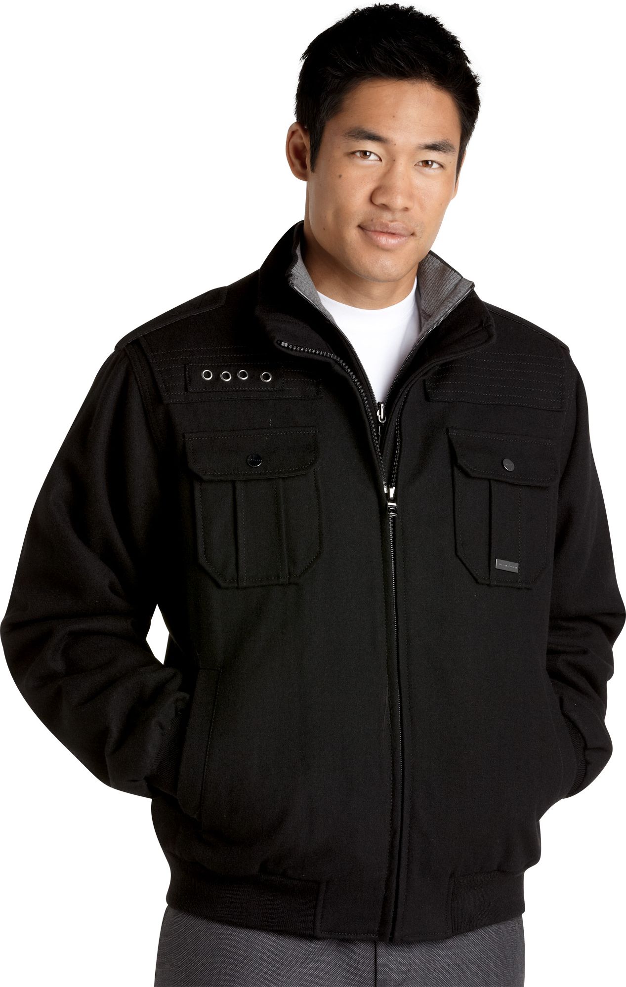 Sean John Black Wool Bomber Jacket