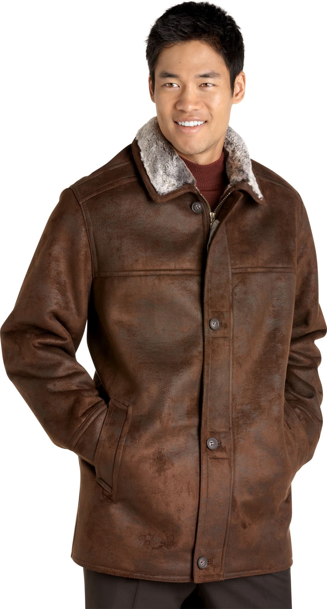 Pronto Uomo Chocolate Faux Leather Jacket