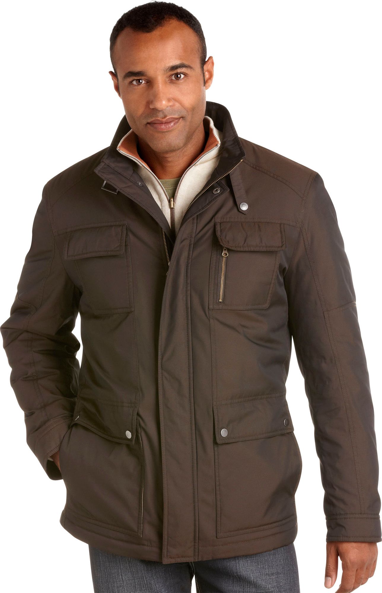 Jhane Barnes Brown 3/4 Length Jacket