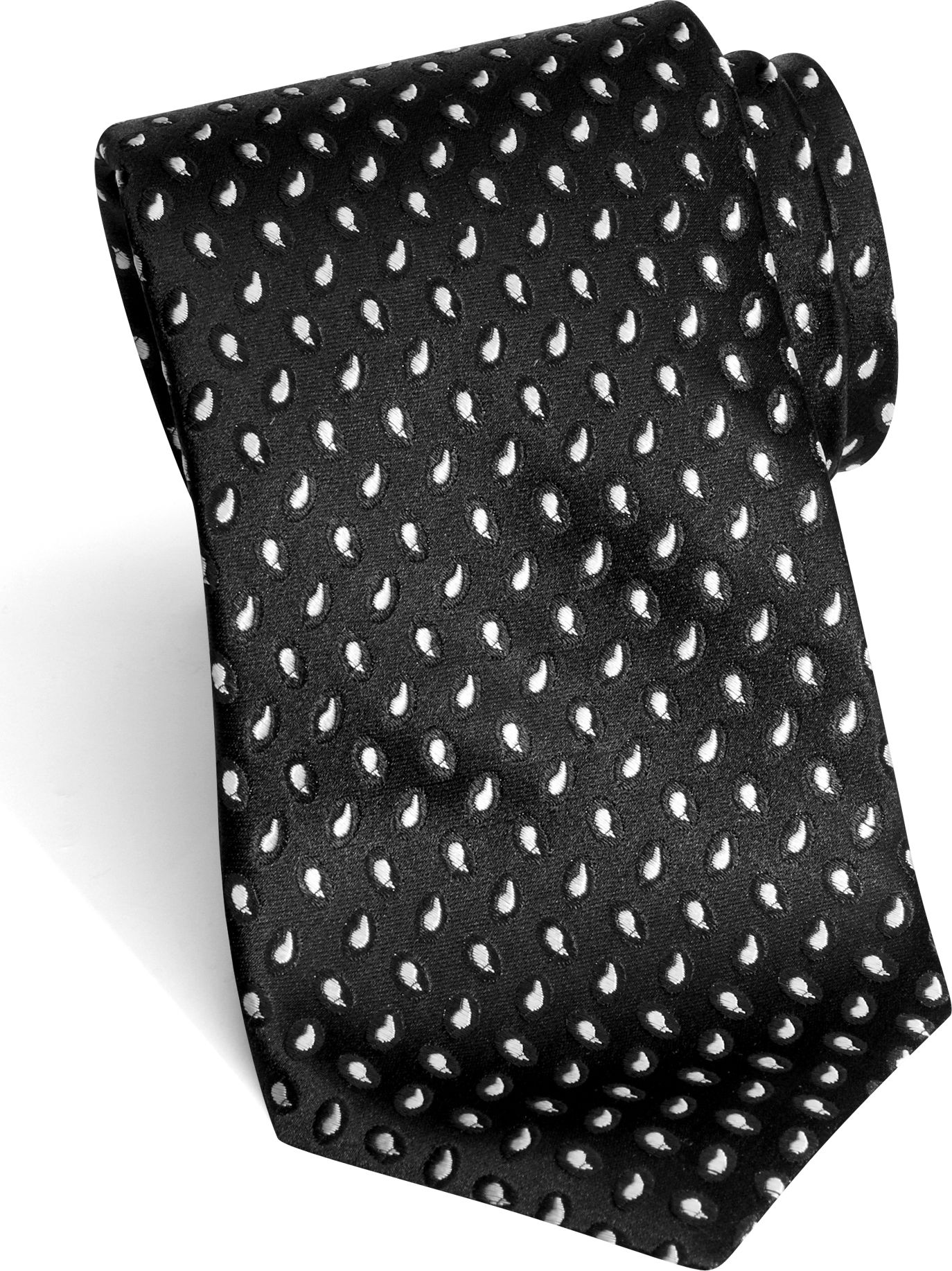 Corsini Seven Fold Black Paisley Narrow Tie