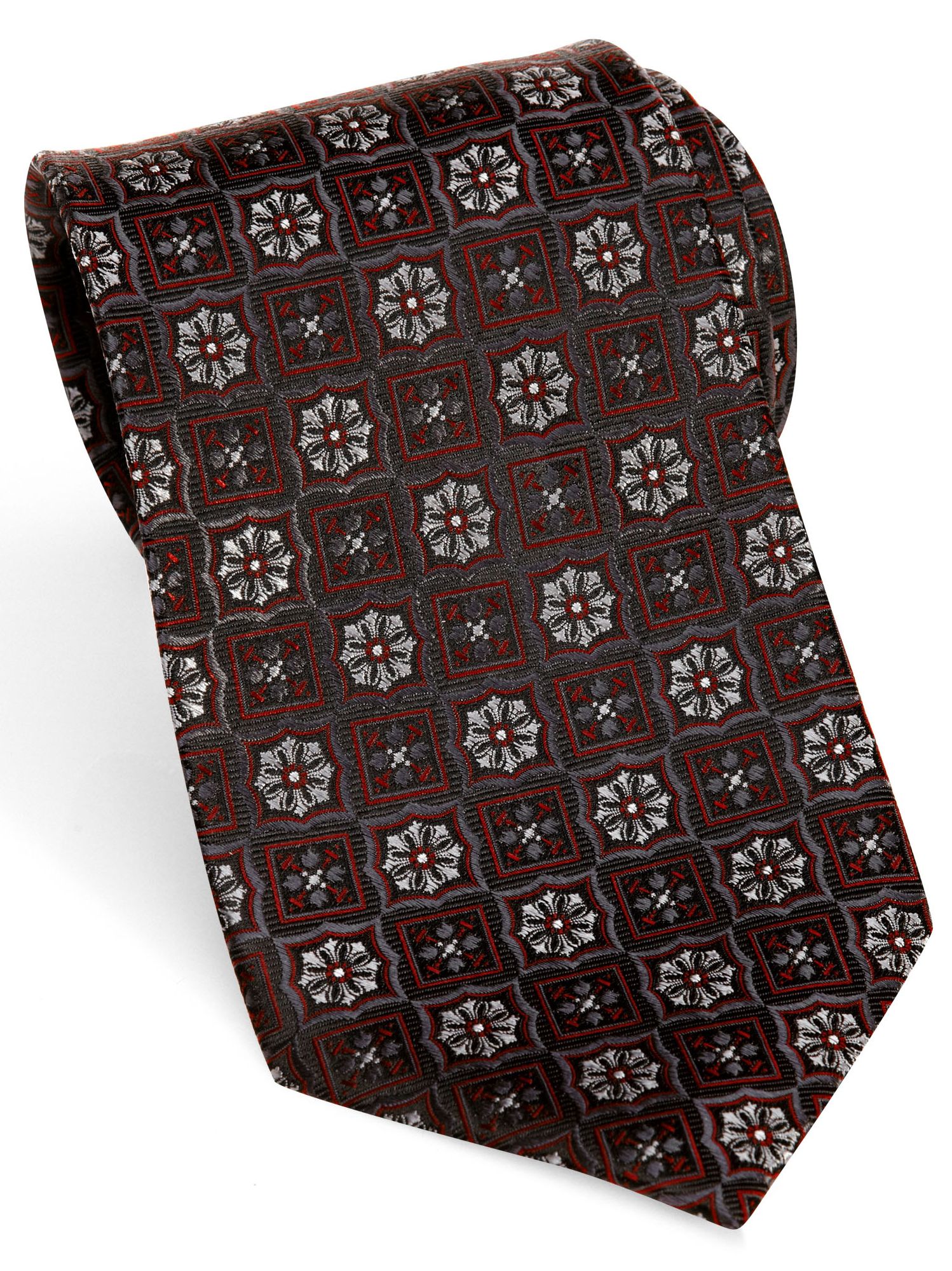 Pronto Uomo Couture Burgundy Geometric Extra Long Tie