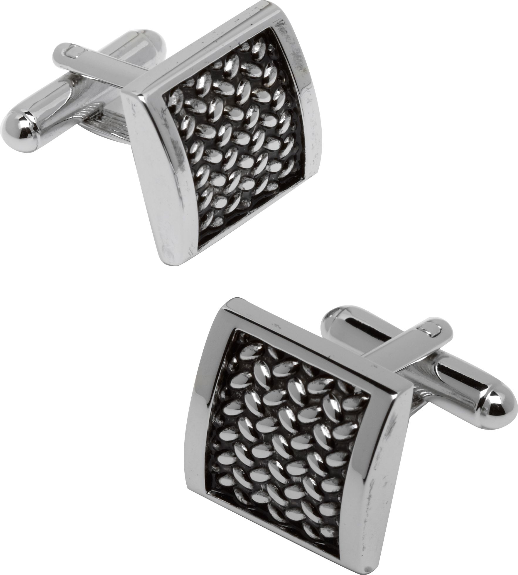 Pronto Uomo Silver Herringbone Cufflinks