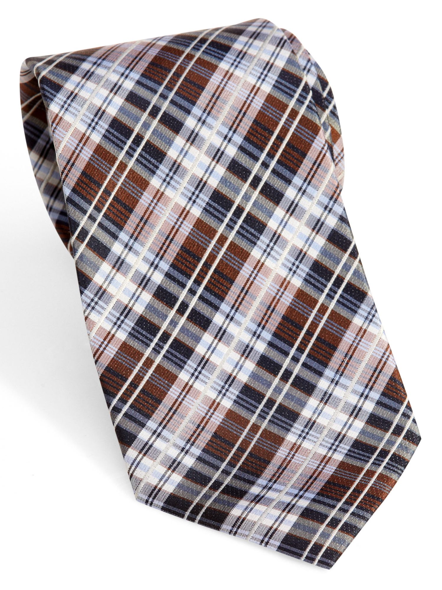 Burma Bibas Rust and Blue Plaid Tie