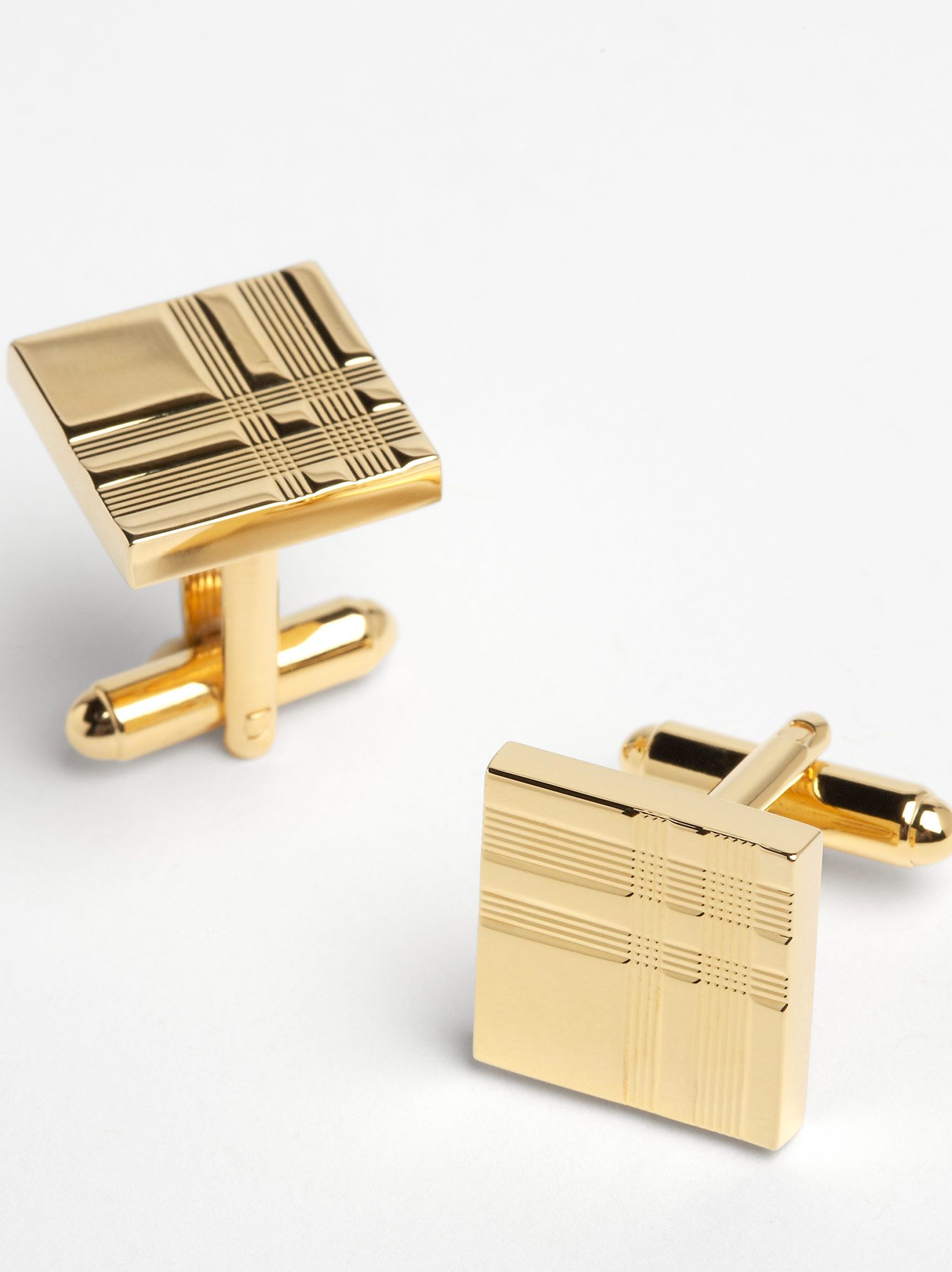 Pronto Uomo Gold Plaid Cufflinks