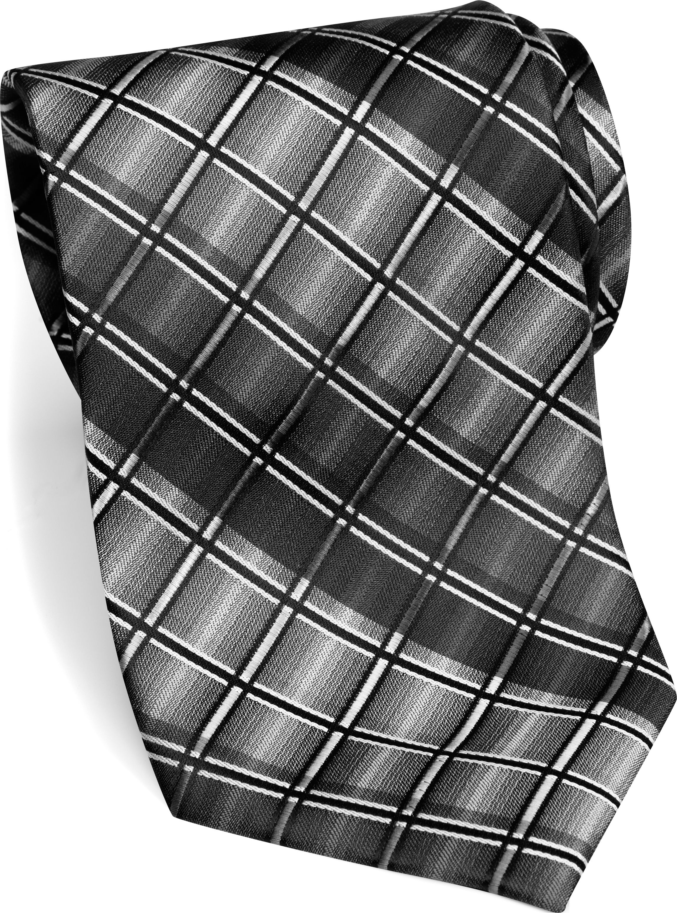 Platinum Designs Black Plaid Washable Extra Long Tie