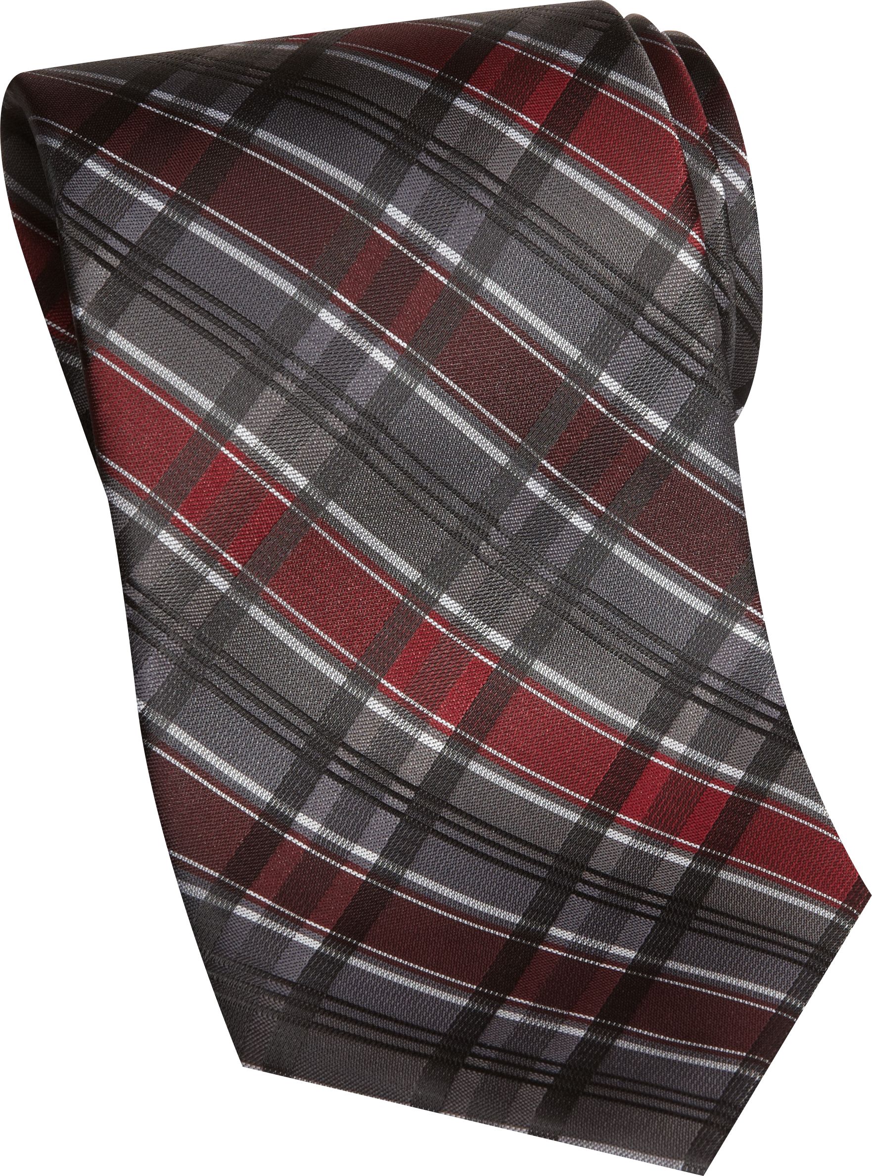 Platinum Designs Burgundy and Charcoal Plaid Extra Long Tie