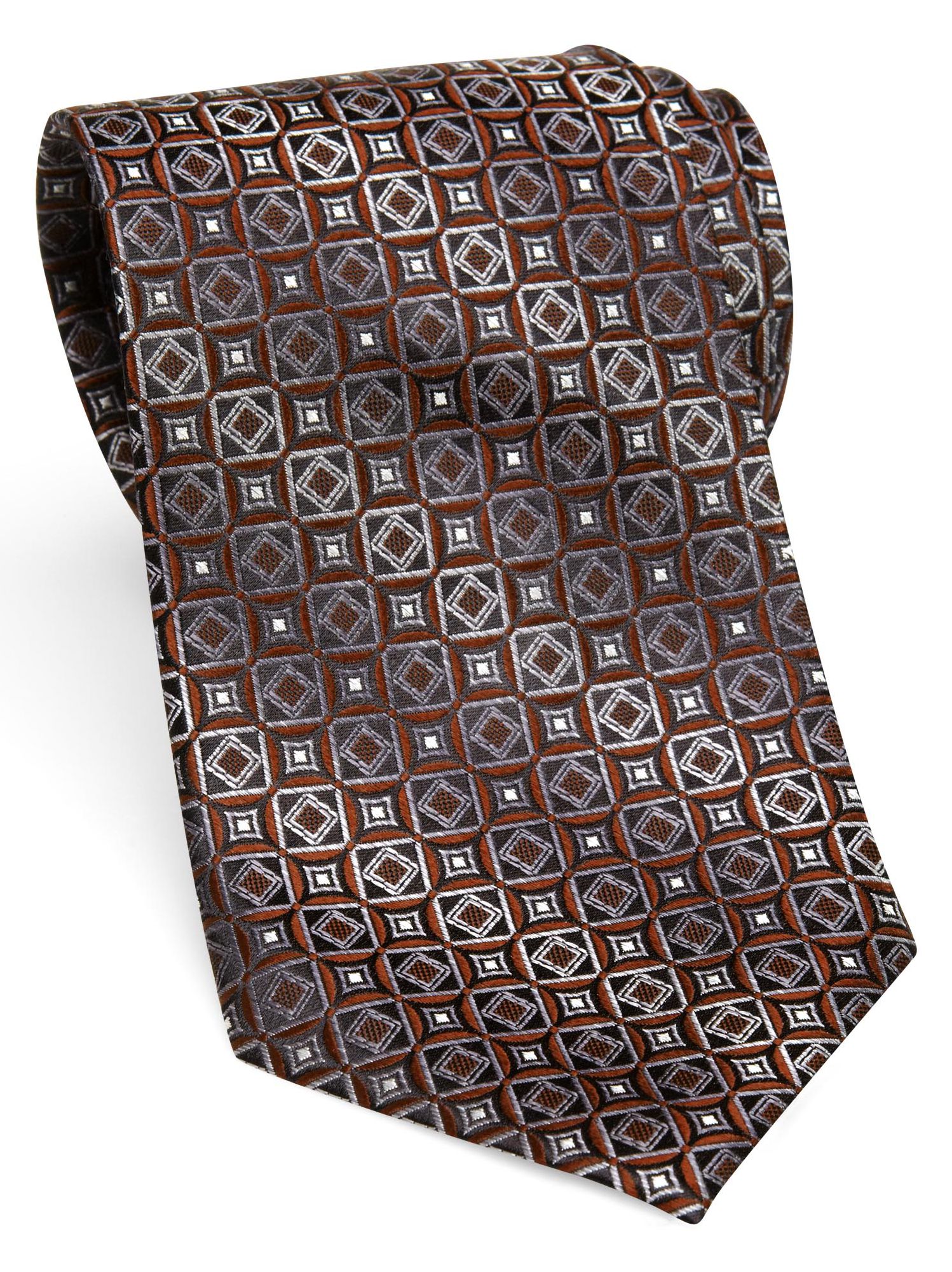 Platinum Designs Burgundy and Gray Mini Geometric Tie