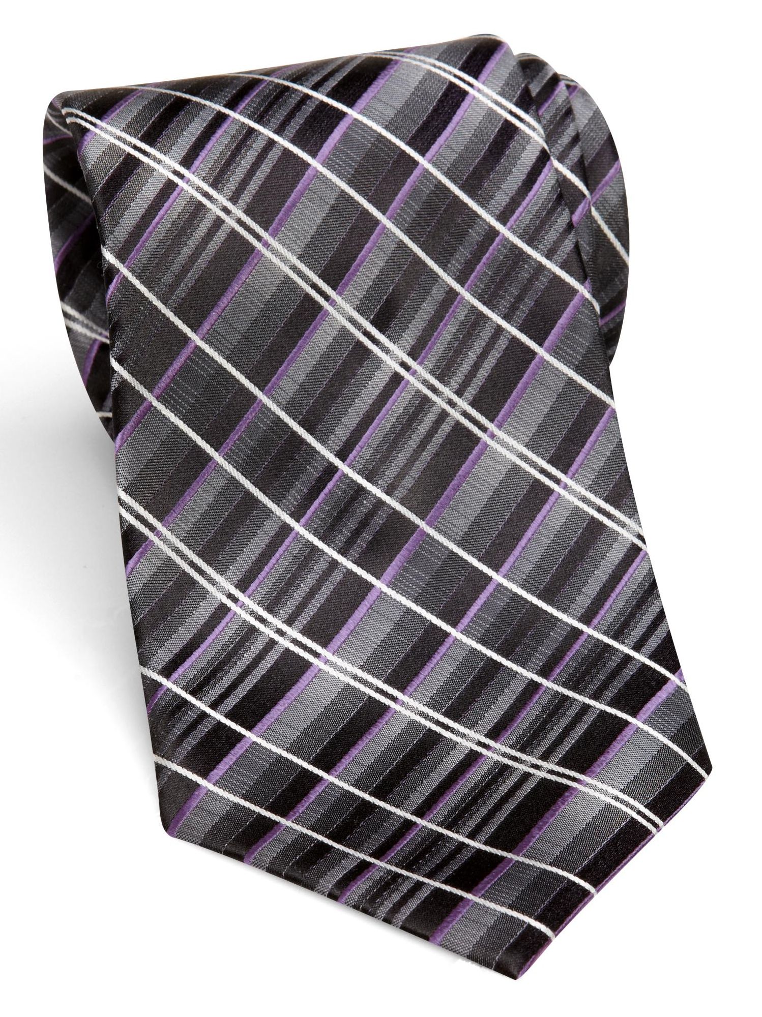 Platinum Designs Purple and Gray Stripe Tie