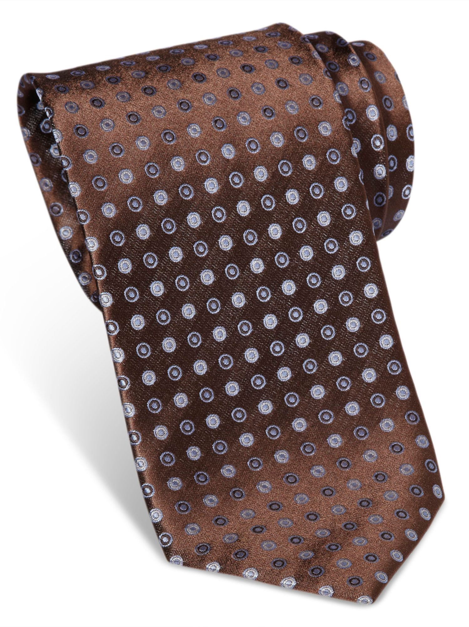 Egara Brown Dot Narrow Silk Tie