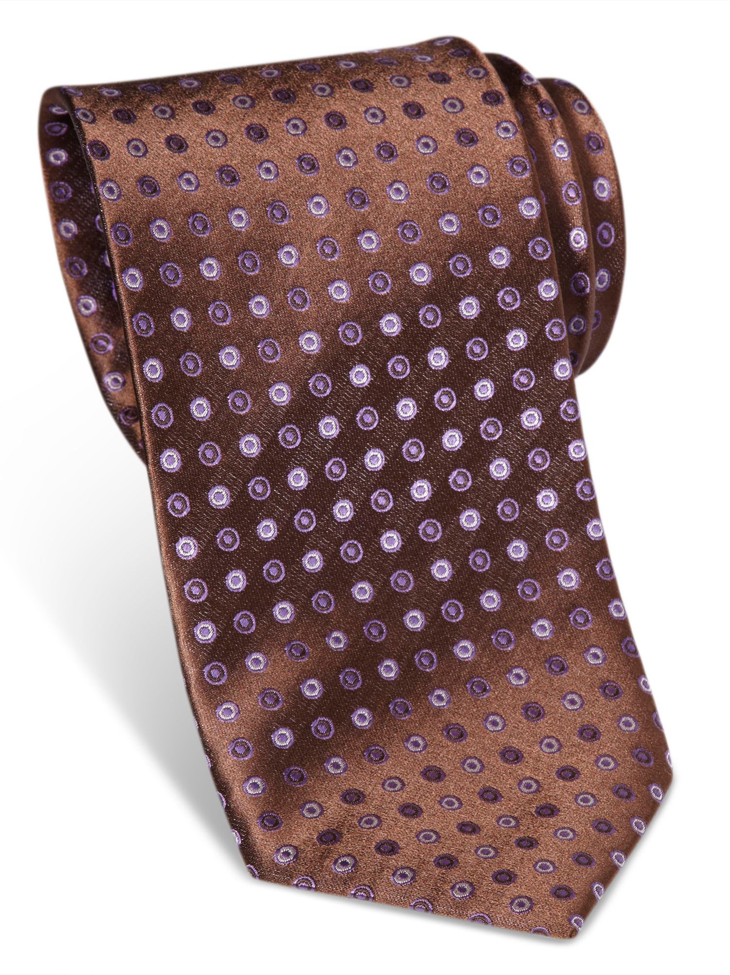 Egara Brown And Purple Dot Narrow Silk Tie