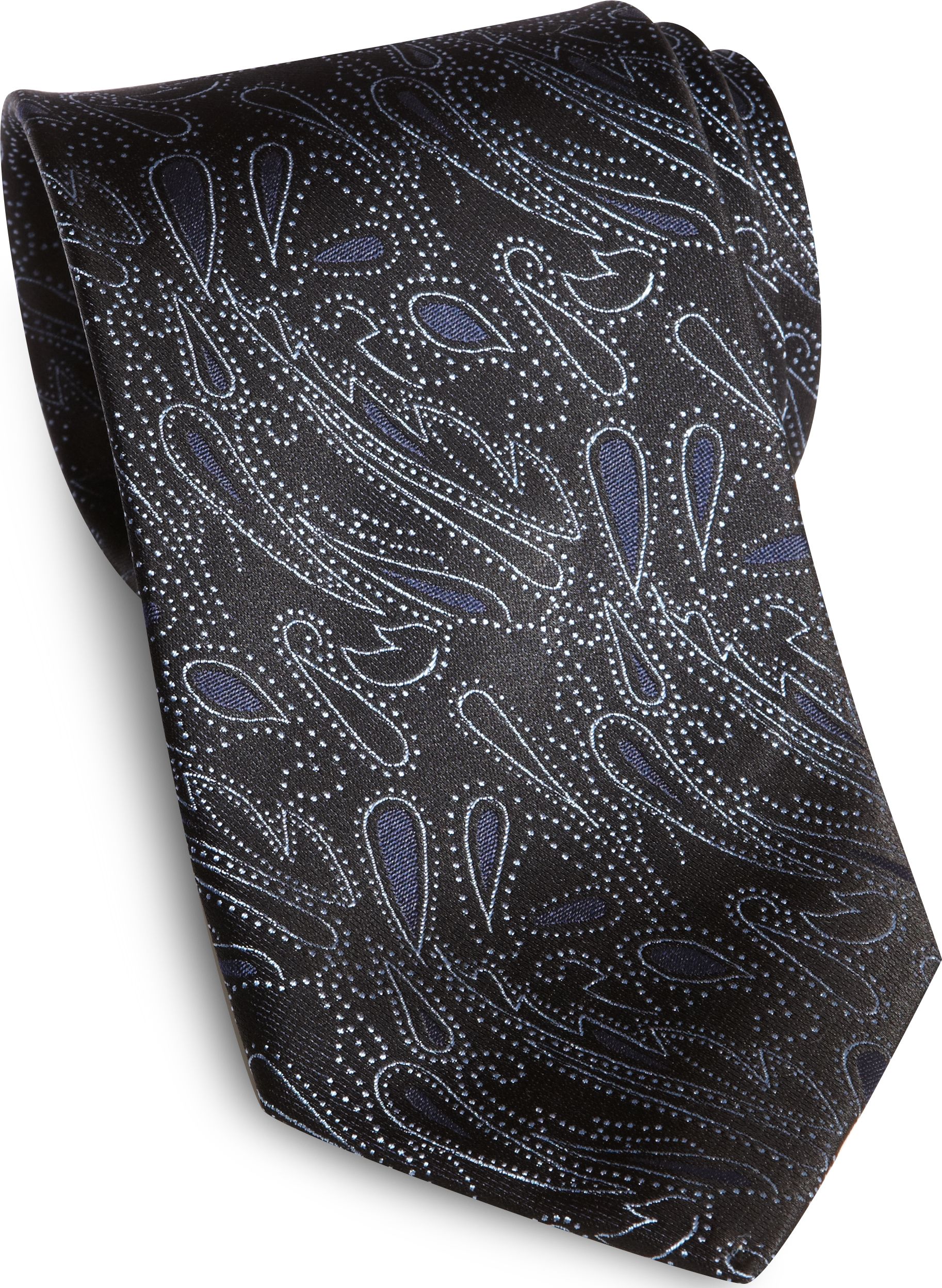 Egara Navy and Black Paisley Narrow Tie