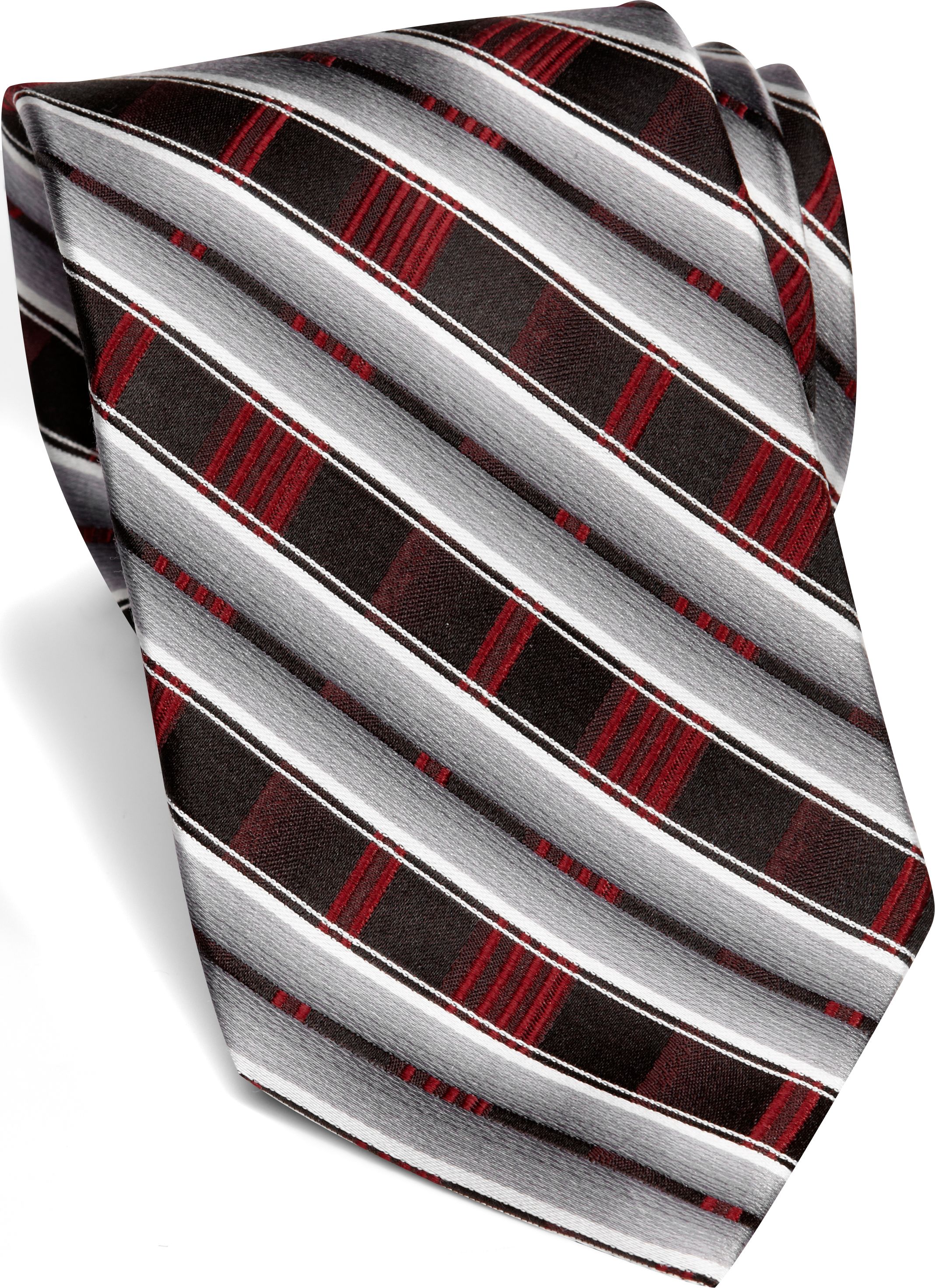 Pronto Uomo Couture Burgundy Mixed Plaid Narrow Extra Long Tie