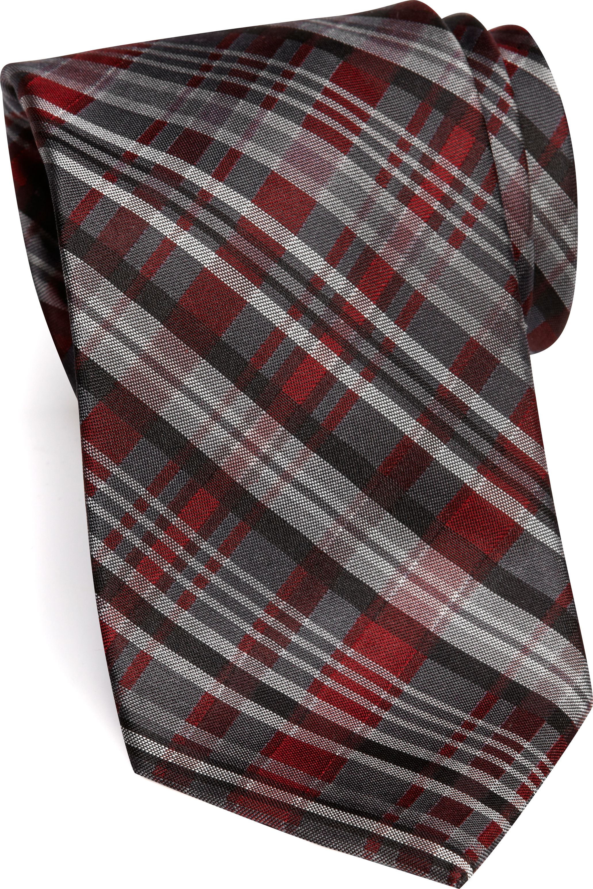 Pronto Uomo Couture Burgundy and Black Plaid Narrow Extra Long Tie