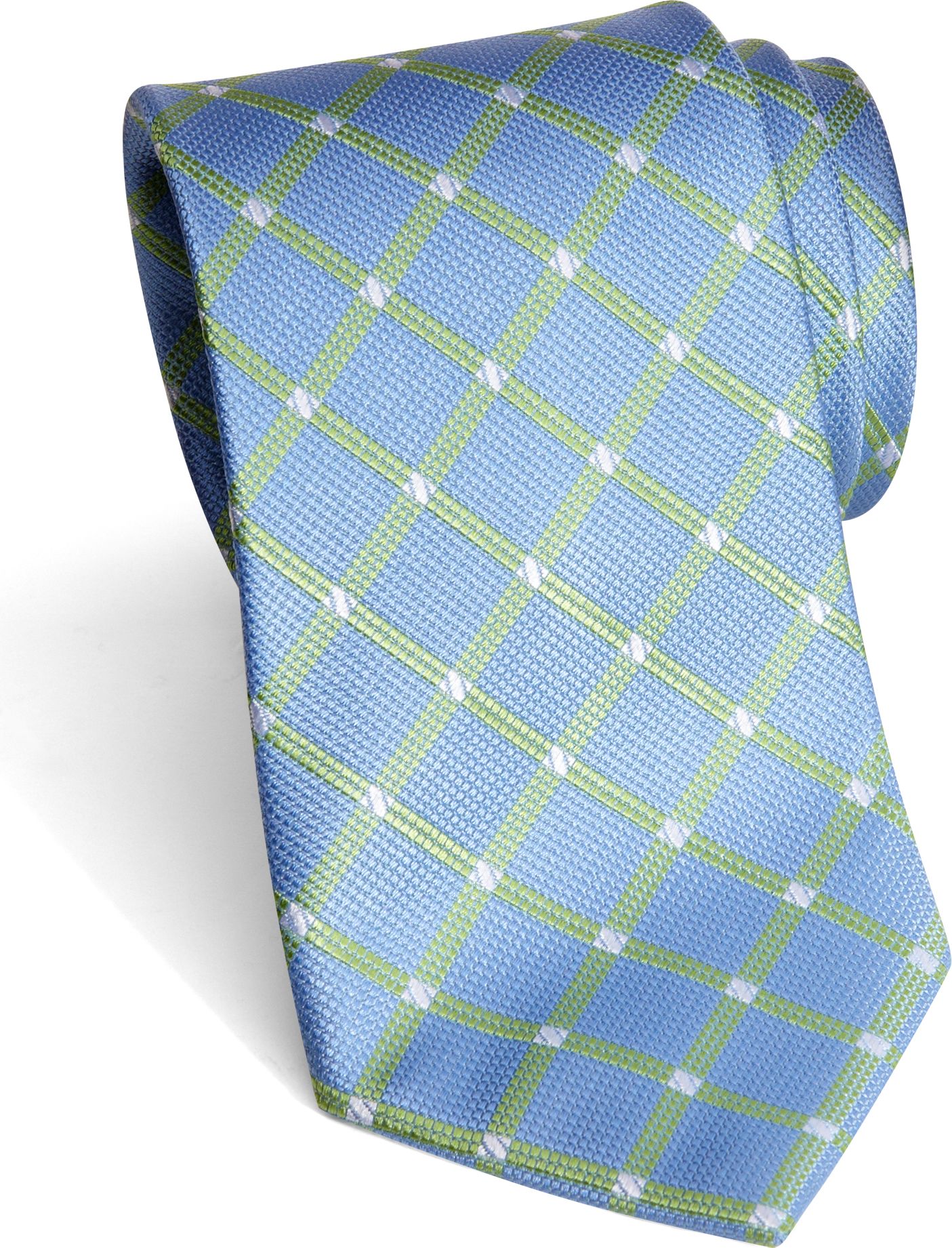 Egara Green and Blue Plaid Narrow Tie