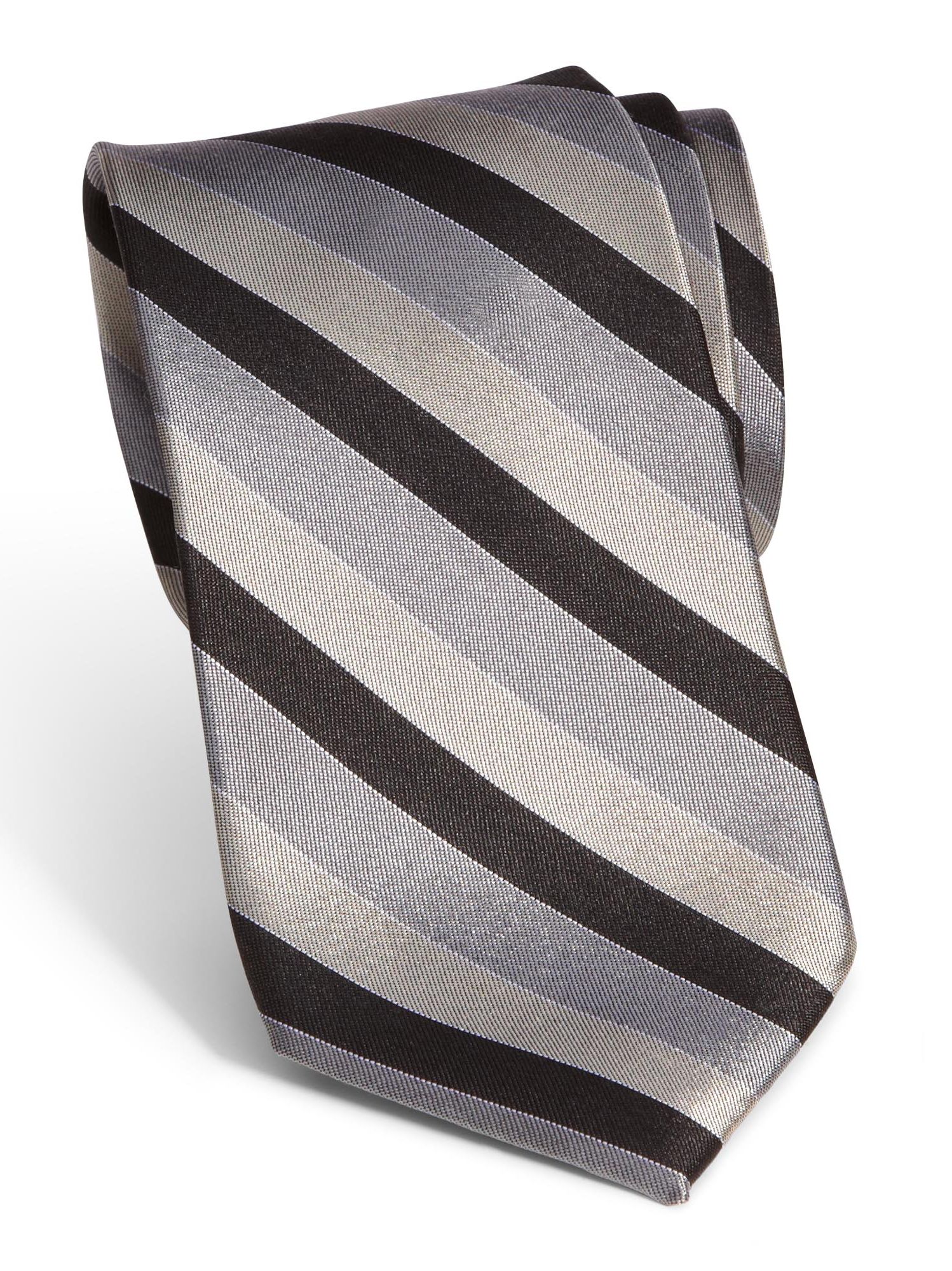 Calvin Klein Gray Stripe Skinny Silk Tie