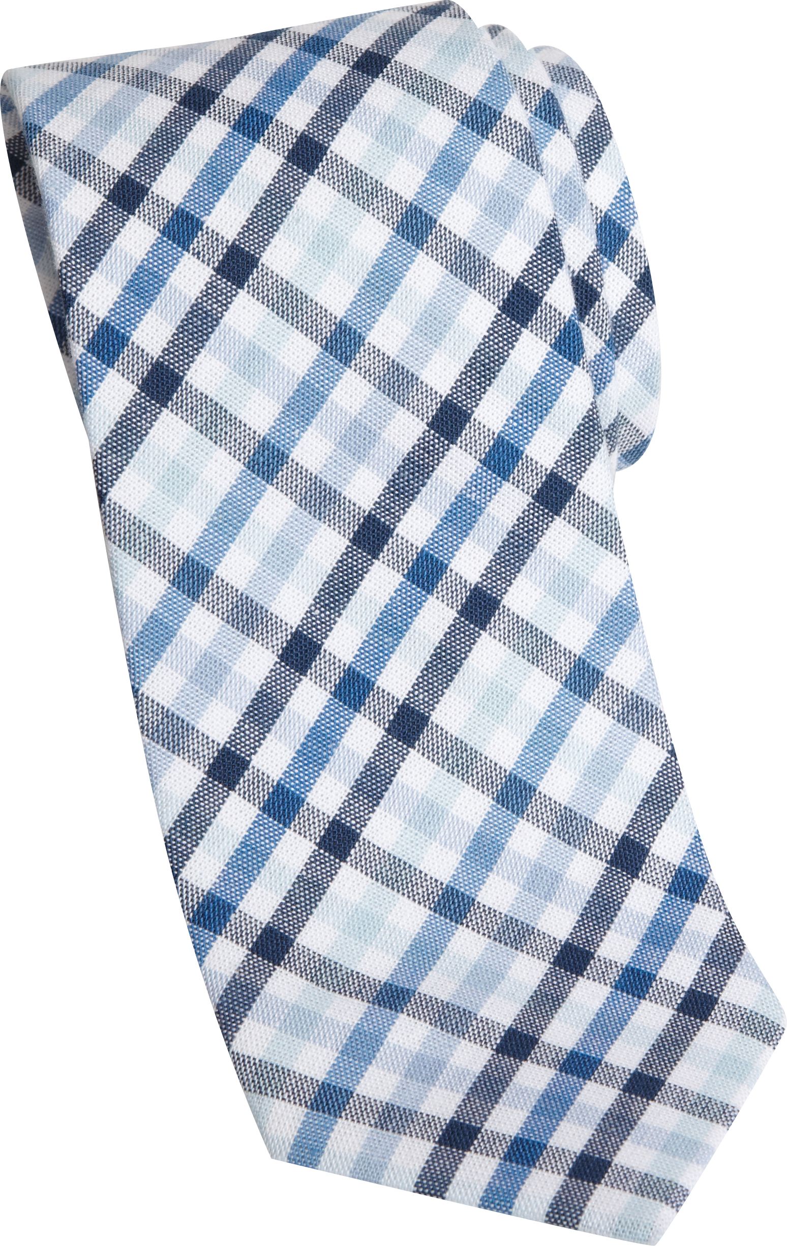 Egara Navy and Blue Plaid Skinny Tie
