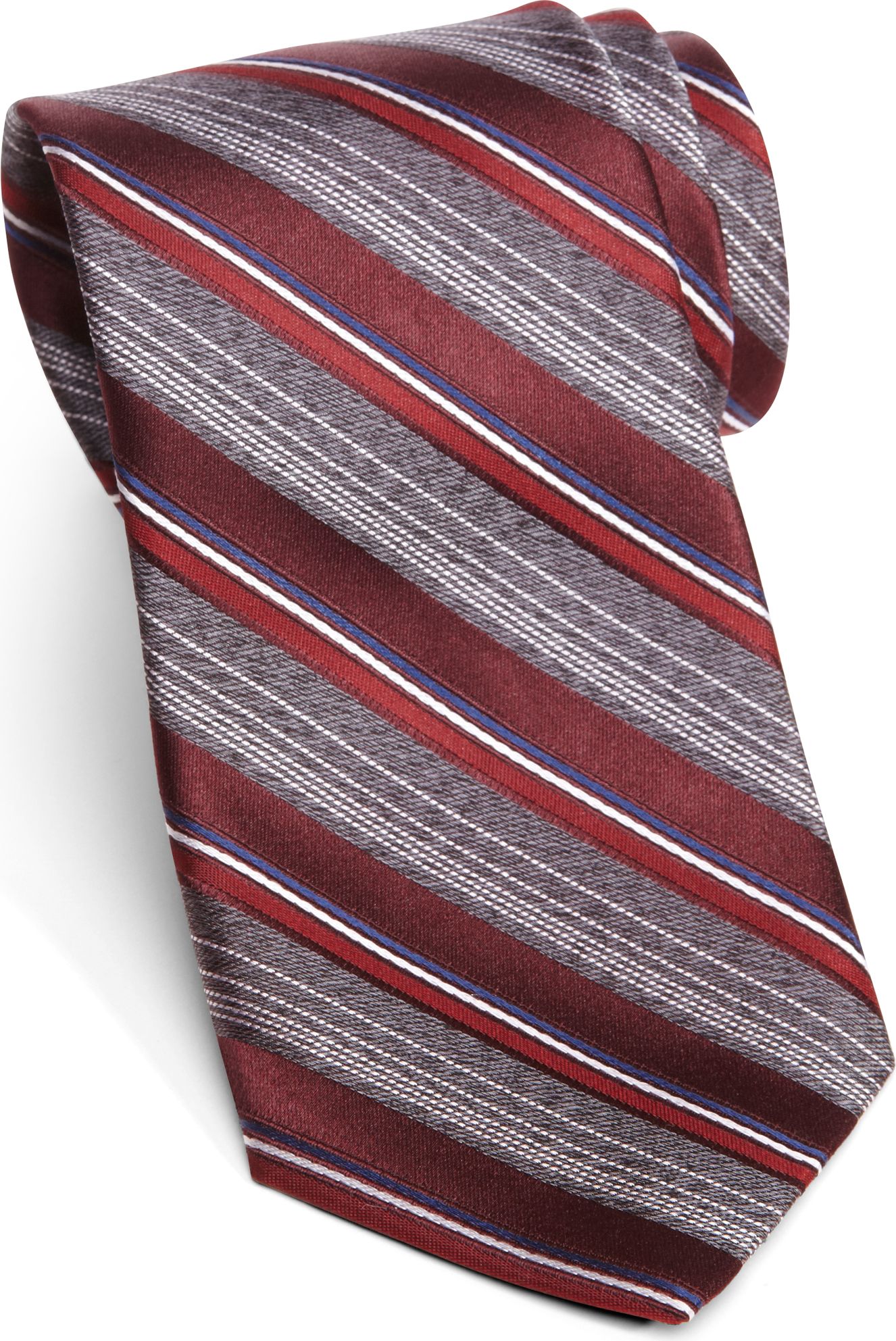 Jhane Barnes Maroon and Gray Multistripe Narrow Tie