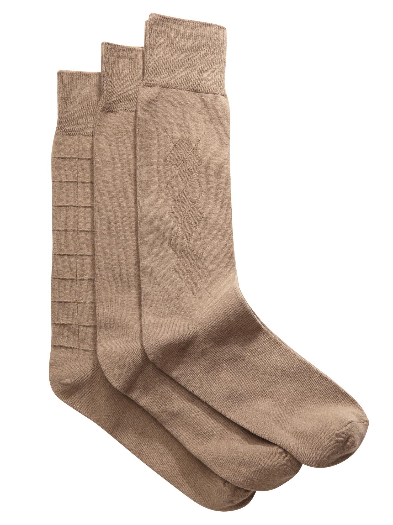 Joseph Abboud Taupe Mixed Pattern Socks (Three-Pack)