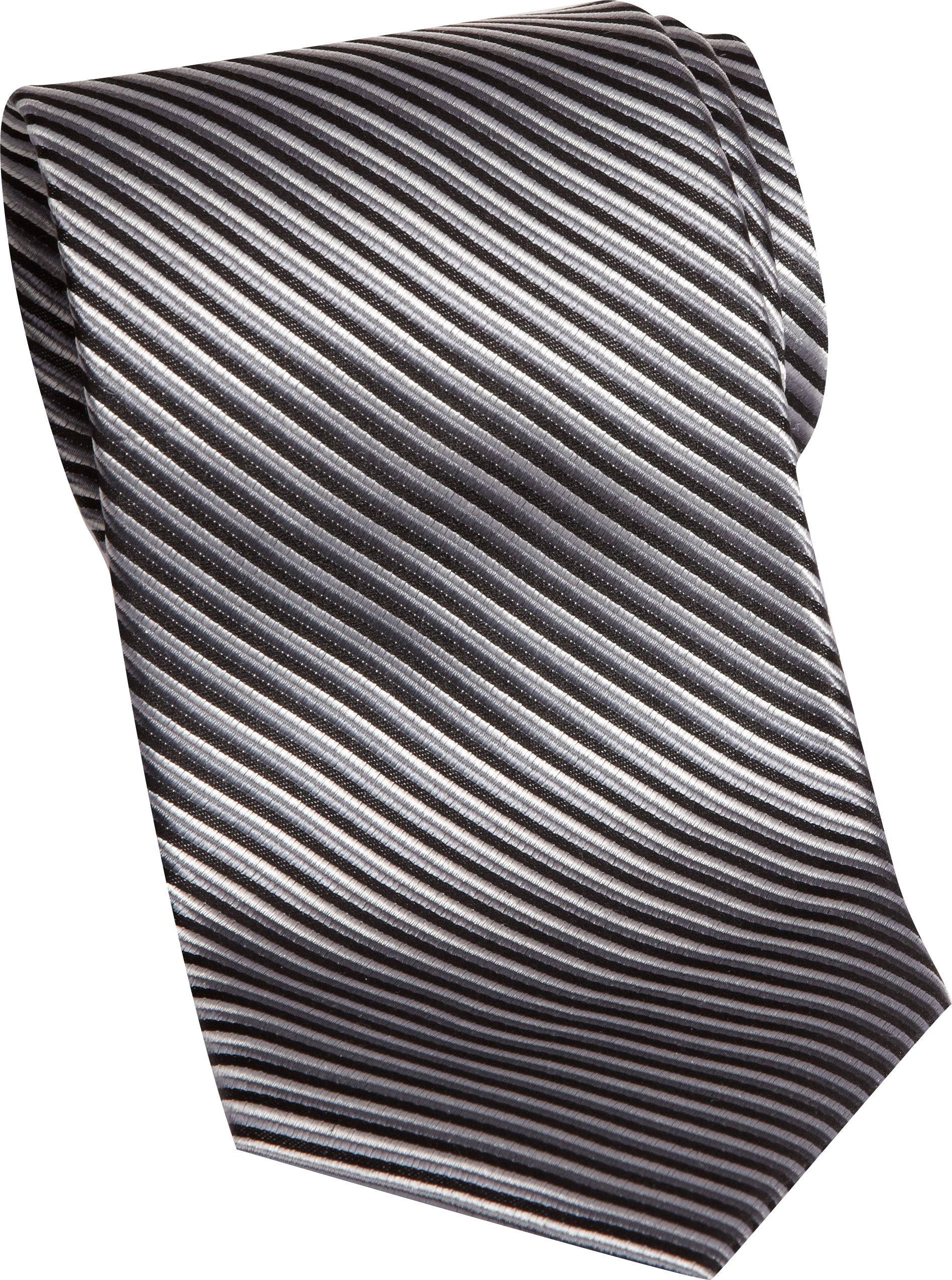Pronto Uomo Couture Black and Silver Stripe Narrow Tie