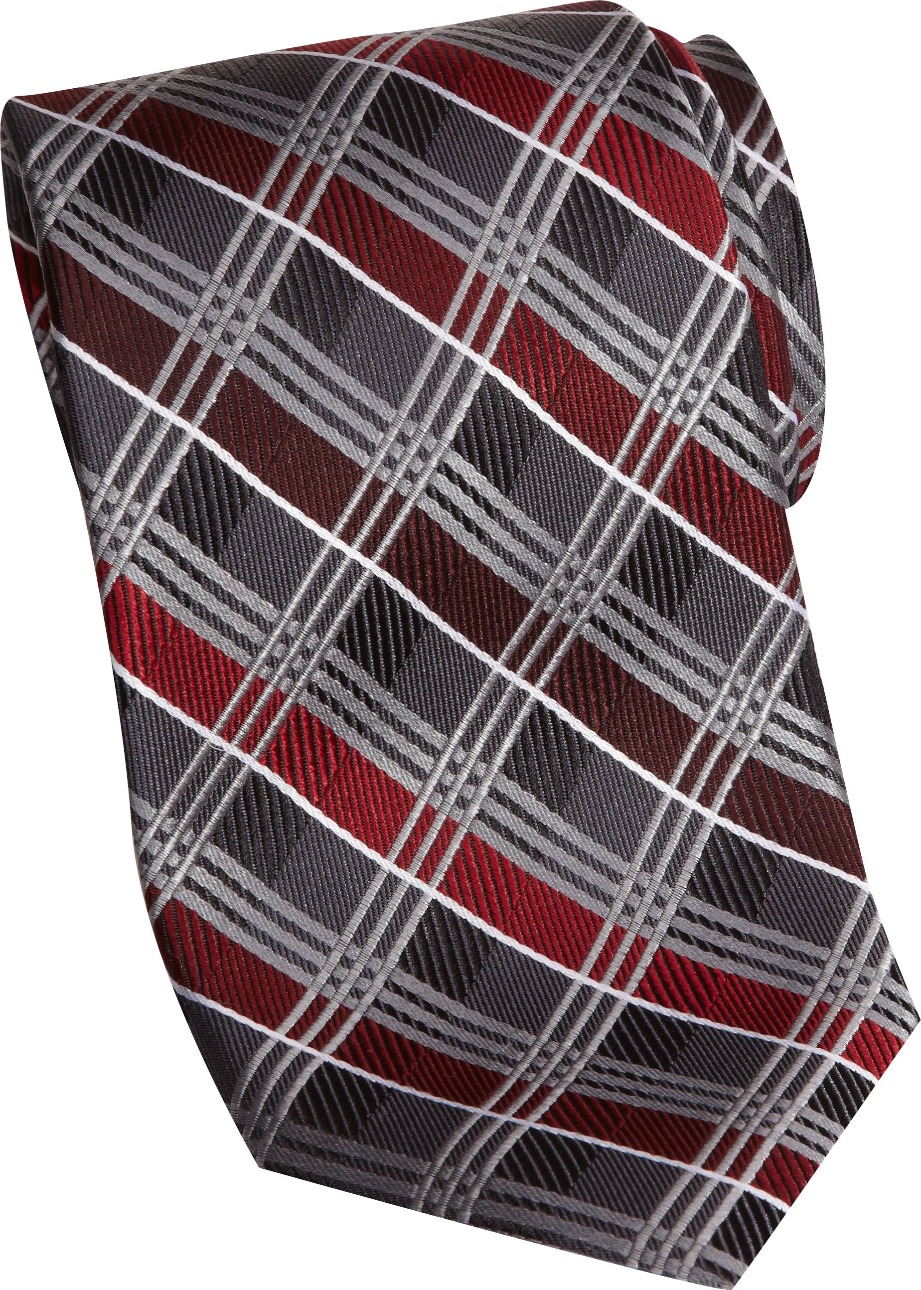 Pronto Uomo Couture Charcoal and Red Plaid Narrow Tie
