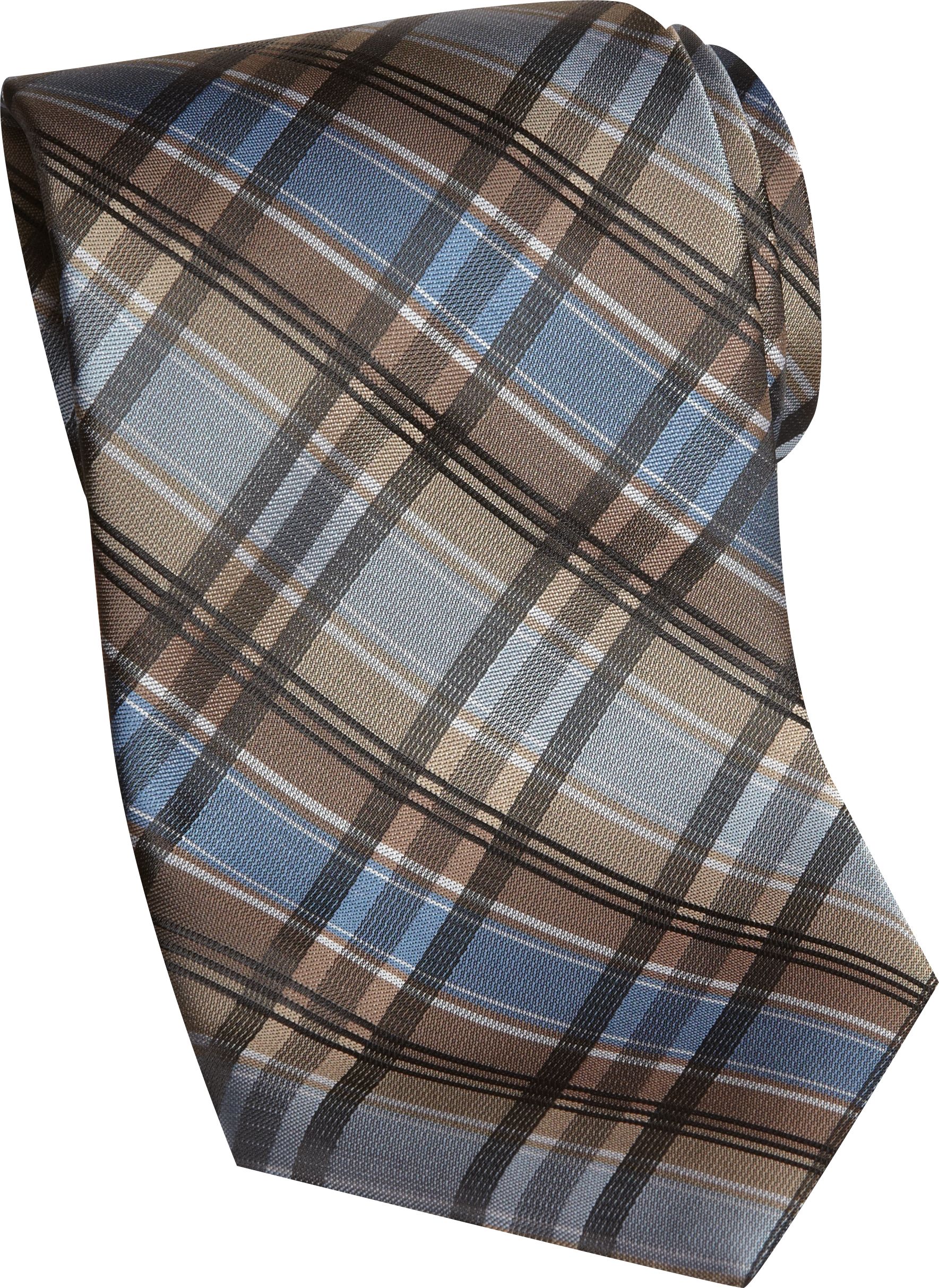 Platinum Designs Tan and Blue Plaid Tie