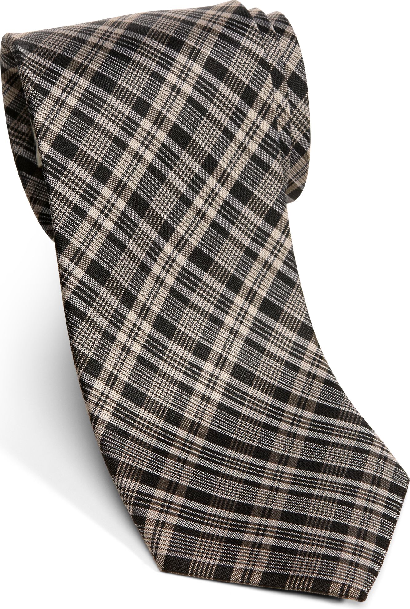 Wilke Rodriguez Taupe and Black Plaid Skinny Tie
