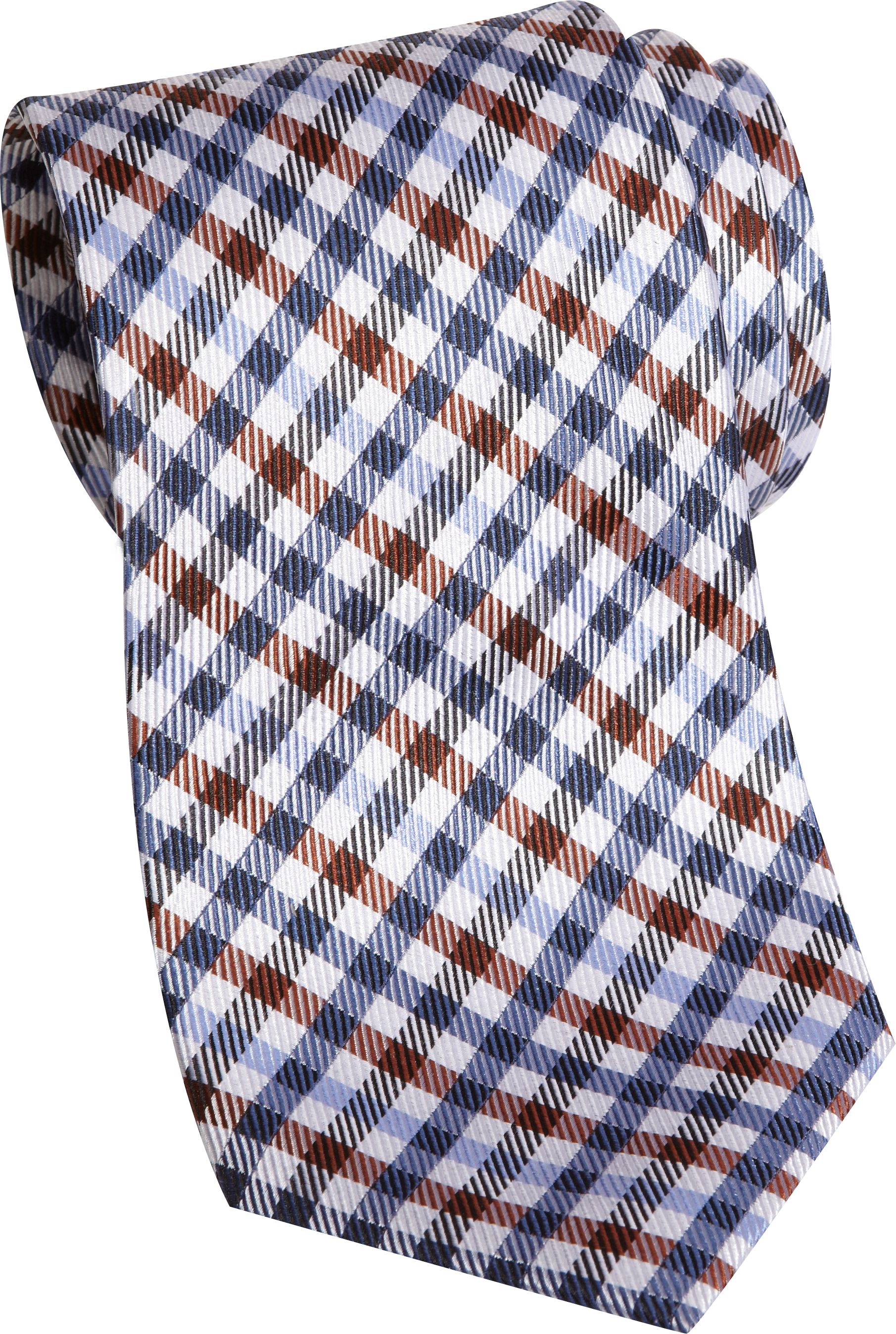 Burma Bibas Orange and Blue Check Narrow Tie
