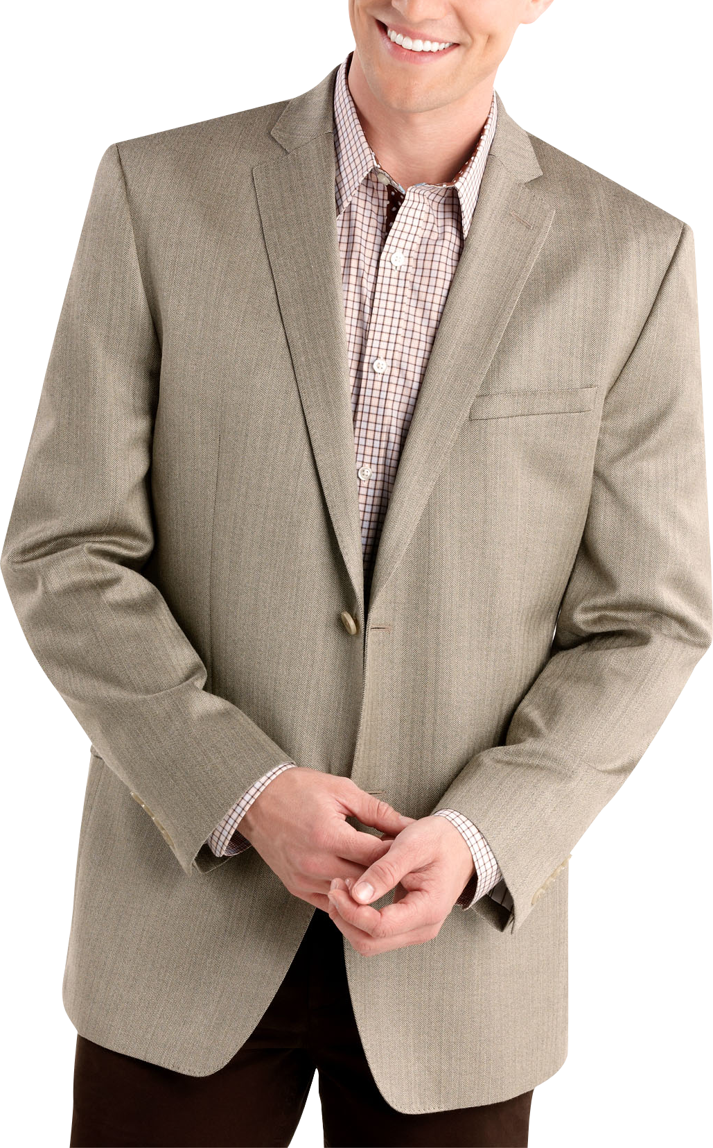 Joseph Abboud Tan Bone Herringbone Sport Coat