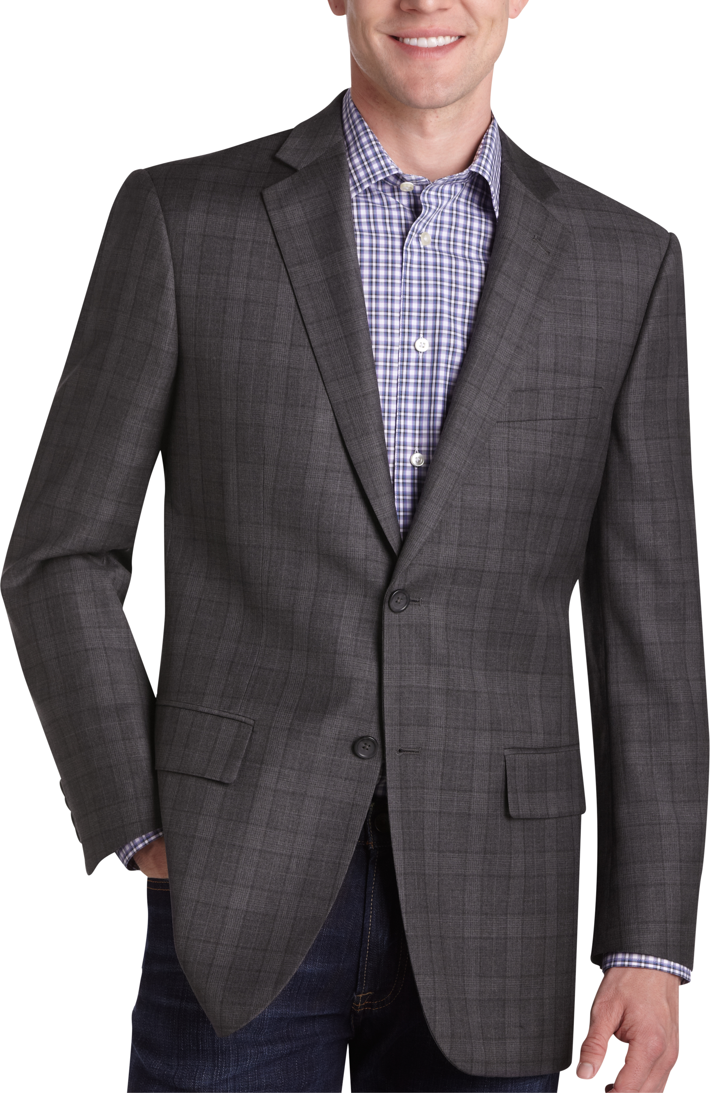 Pronto Uomo Platinum Sport Coat, Gray Plaid