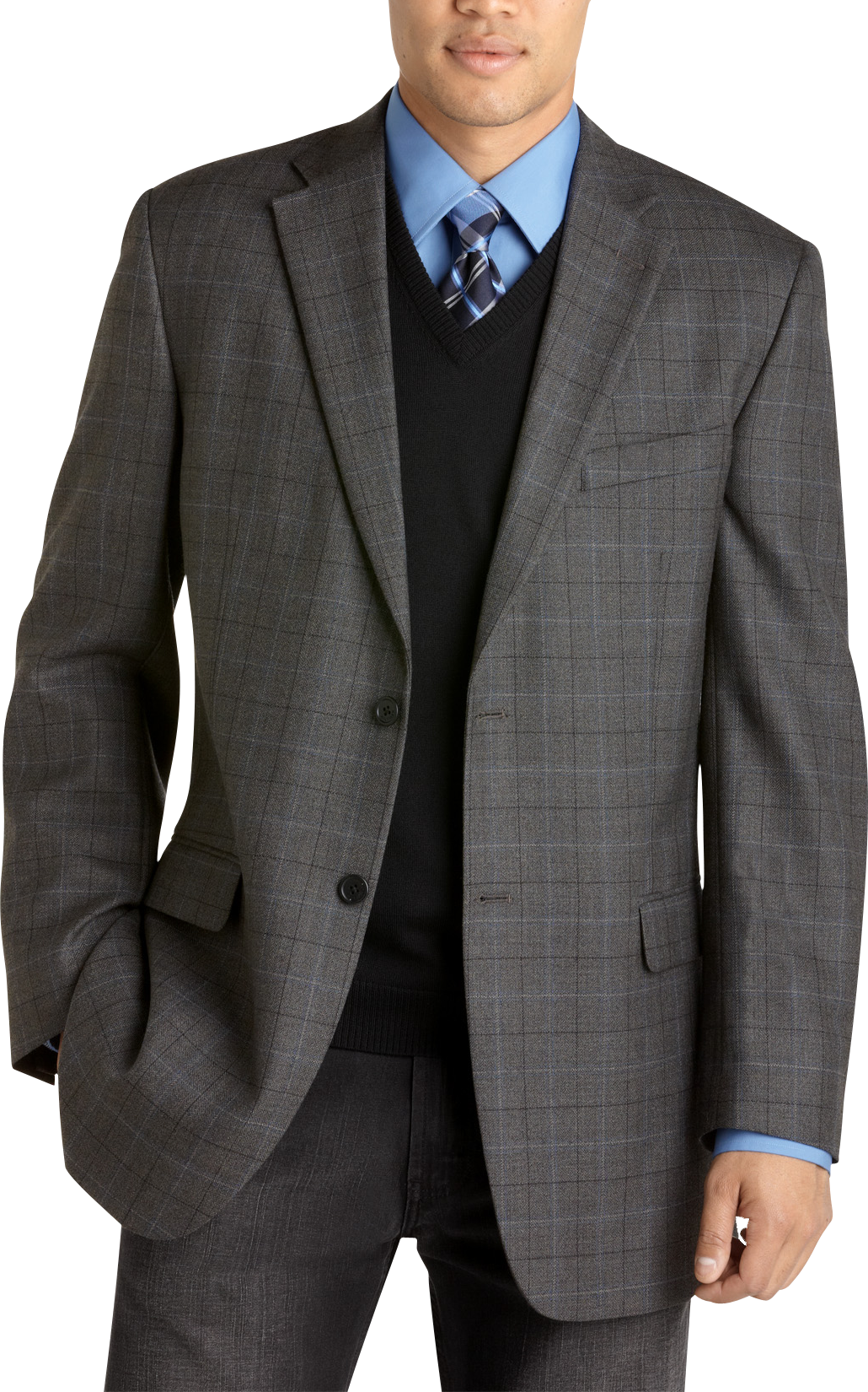 Tommy Hilfiger Gray Windowpane Sport Coat