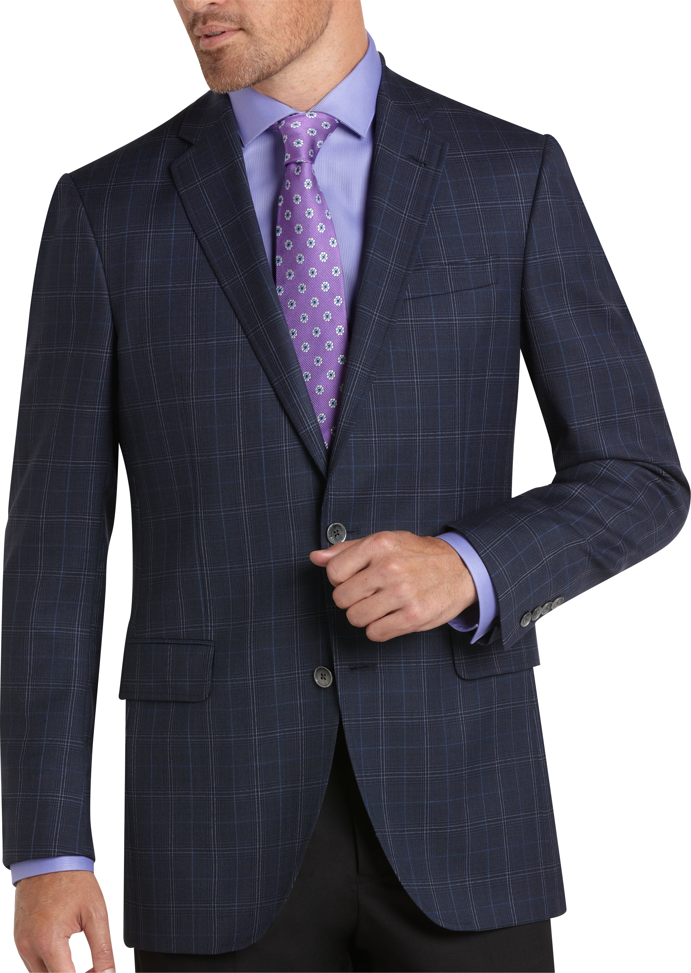 Jack Victor Select Blue Plaid Slim Fit Sport Coat