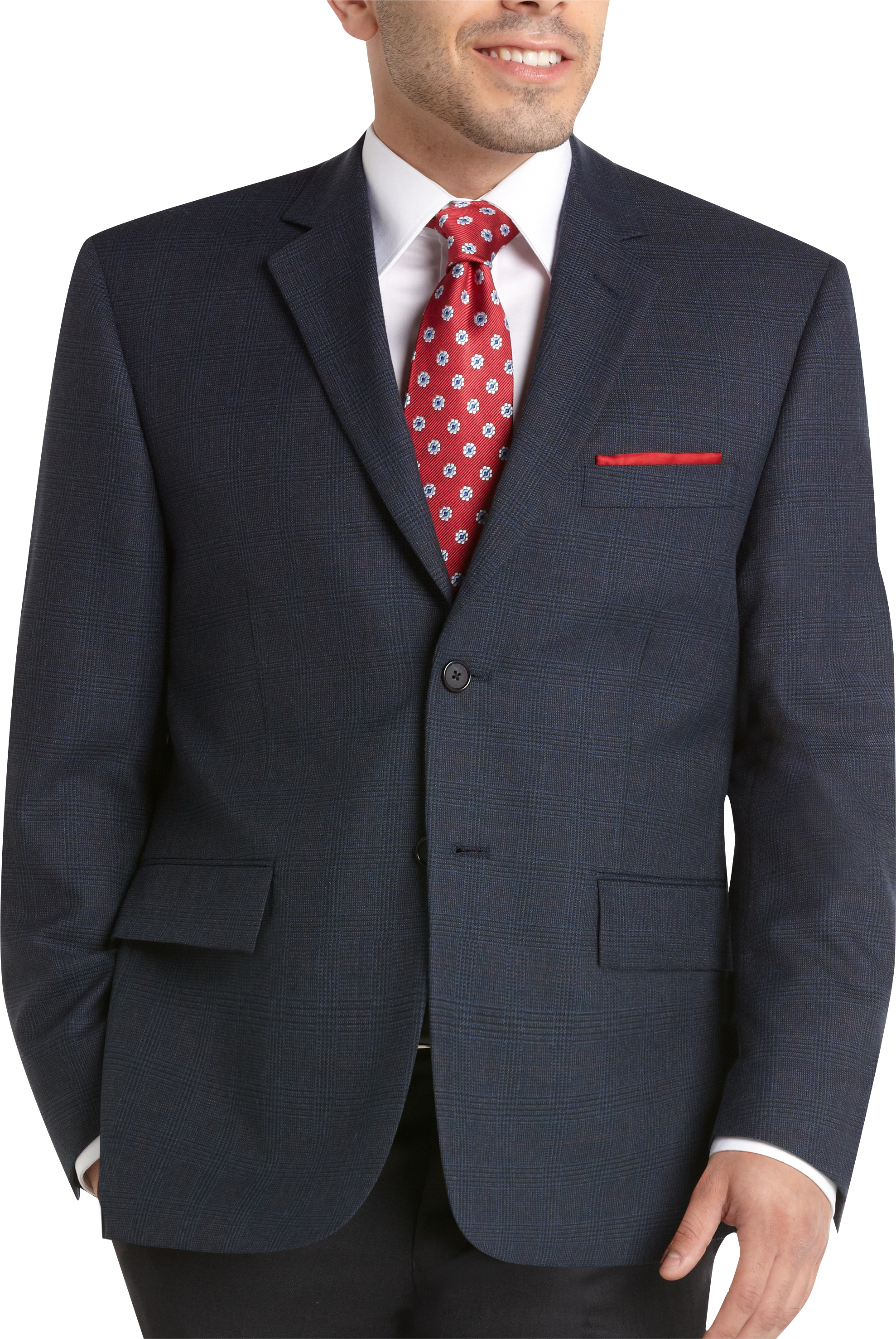 Wilke Rodriguez Blue Plaid Extra Short Modern Fit Sport Coat