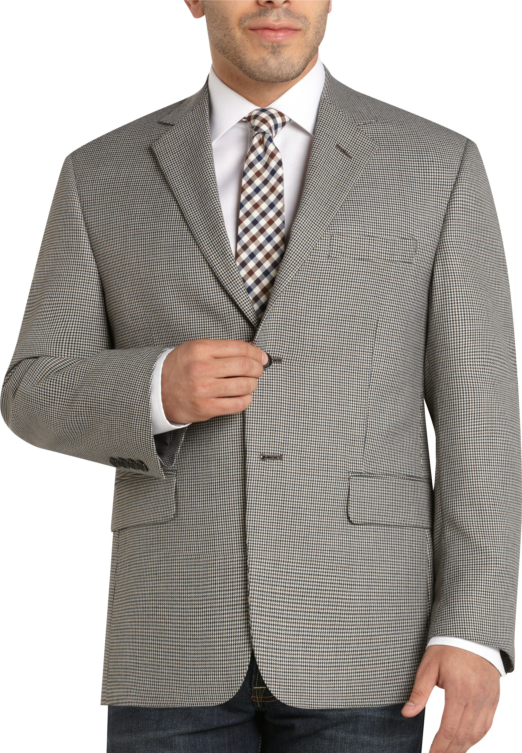 Wilke Rodriguez Black & White Houndstooth Extra Short Modern Fit Sport Coat