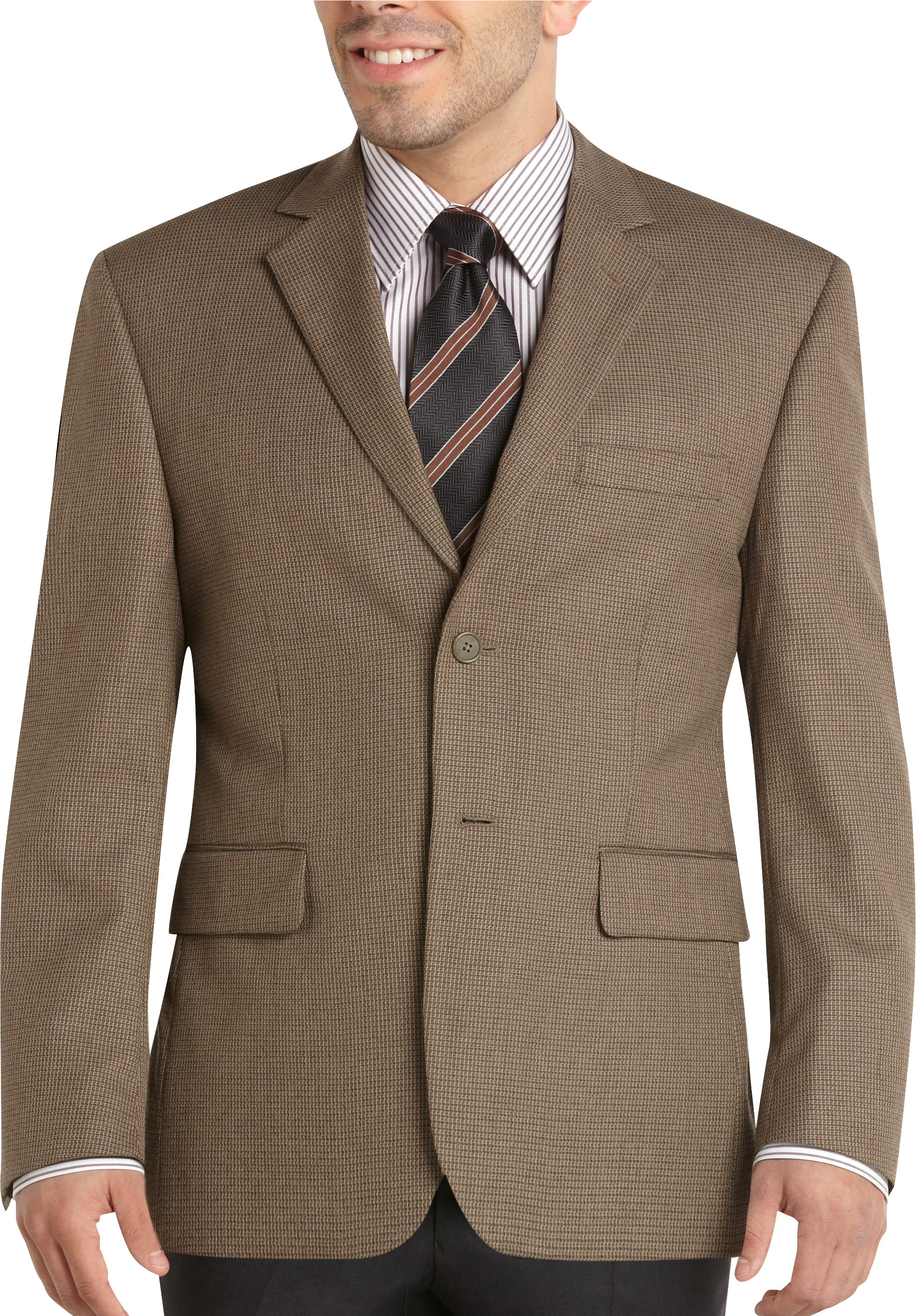 Wilke Rodriguez Tan Houndstooth Extra Short Modern Fit Sport Coat