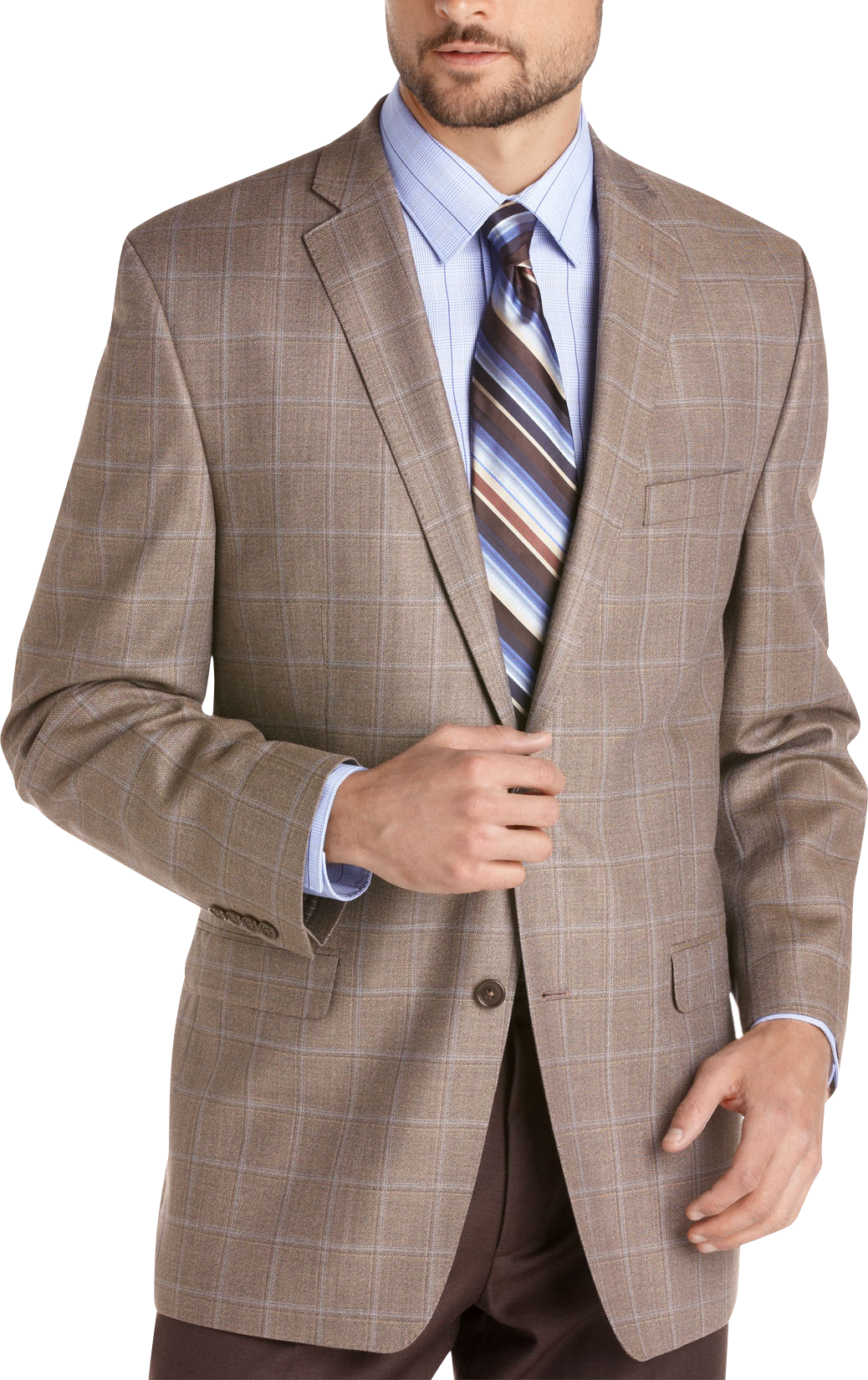 Calvin Klein Taupe Windowpane Sport Coat