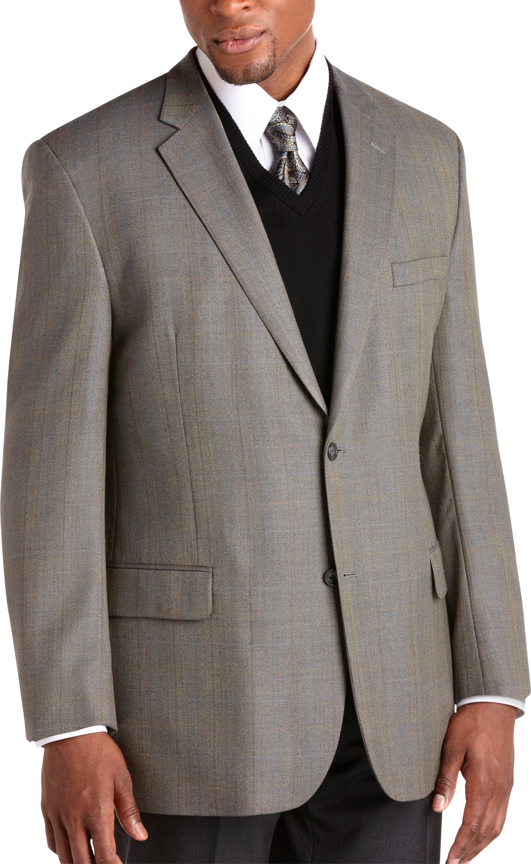 Joseph & Feiss Gold Portly Sport Coat, Gray Plaid