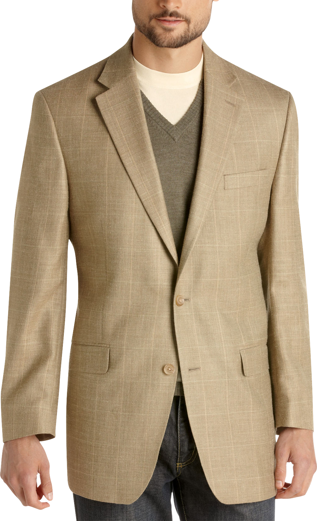Lauren by Ralph Lauren Taupe Windowpane Sport Coat
