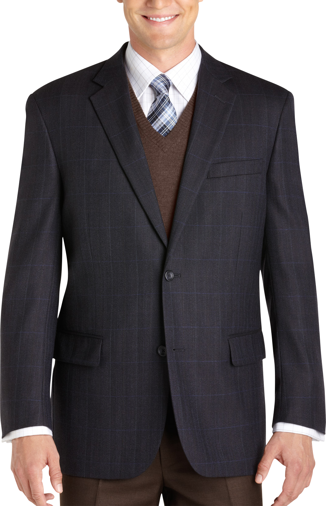 Joseph & Feiss Gold Portly Sport Coat, Navy Windowpane