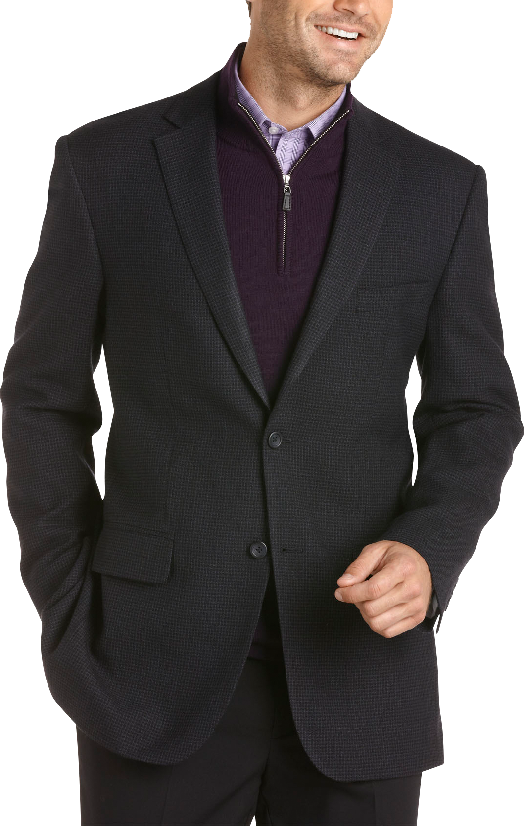 Pronto Uomo Platinum Sport Coat, Navy Check