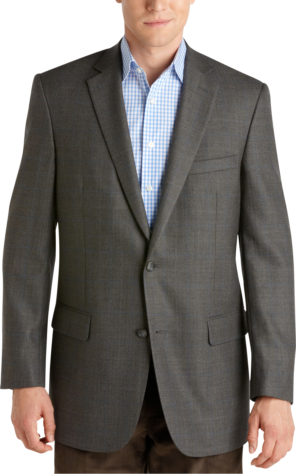 Pronto Uomo Platinum Portly Sport Coat, Gray Plaid
