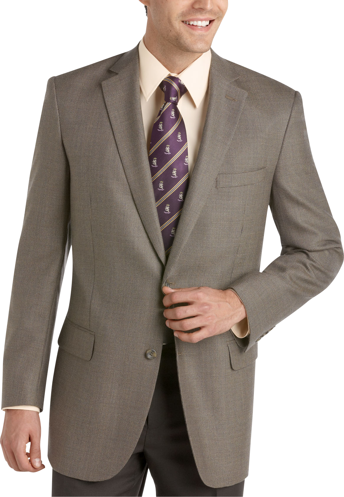 Pronto Uomo Platinum Portly Sport Coat, Taupe Check