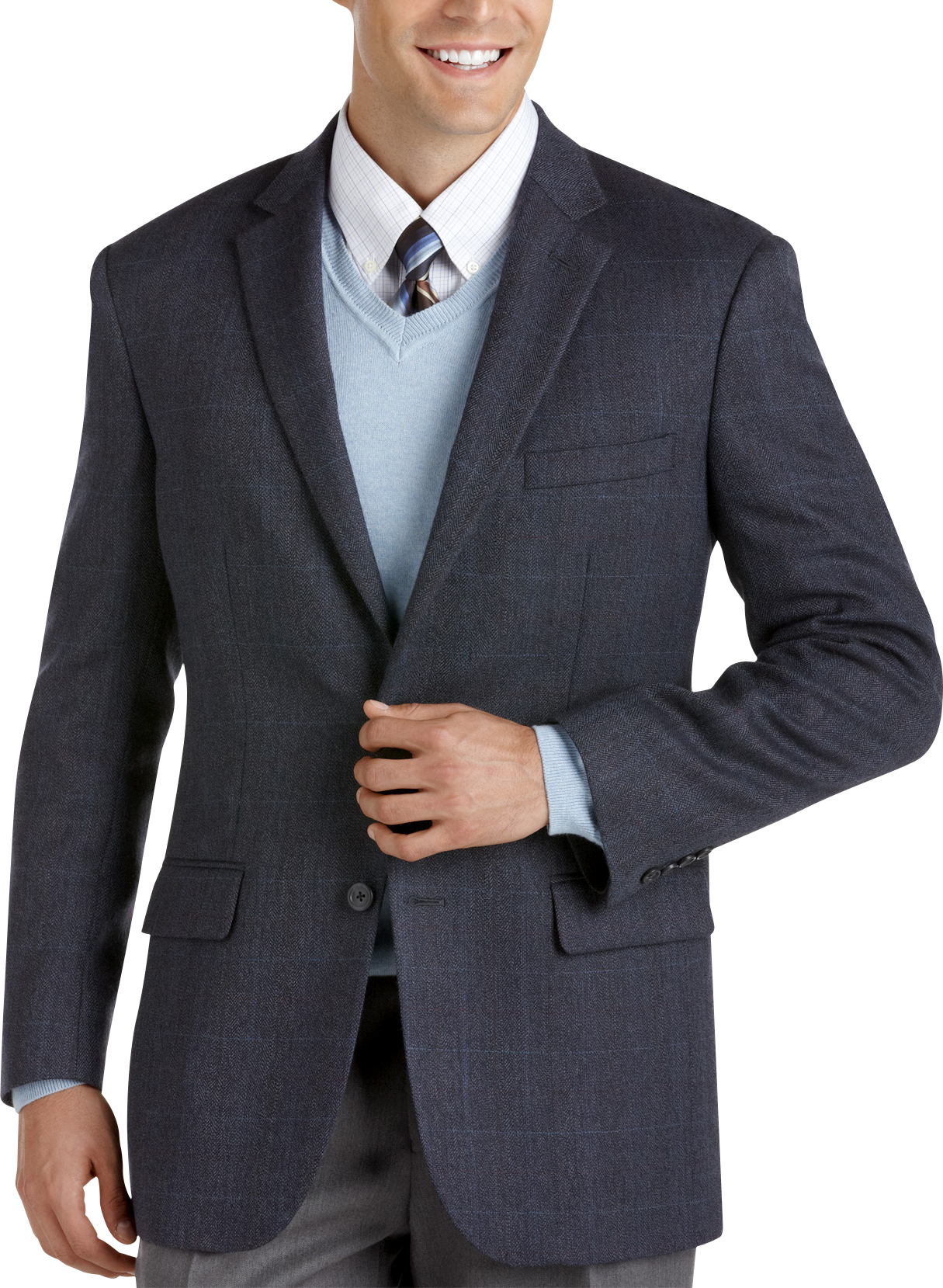 Pronto Uomo Platinum Sport Coat, Navy Herringbone