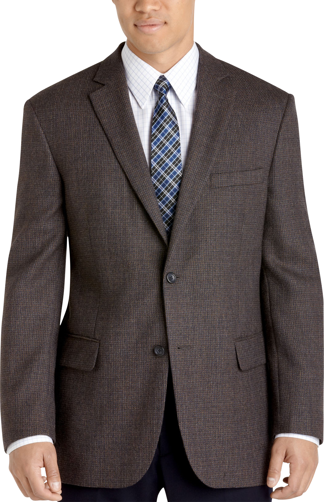 Pronto Uomo Platinum Portly Sport Coat, Blue Check